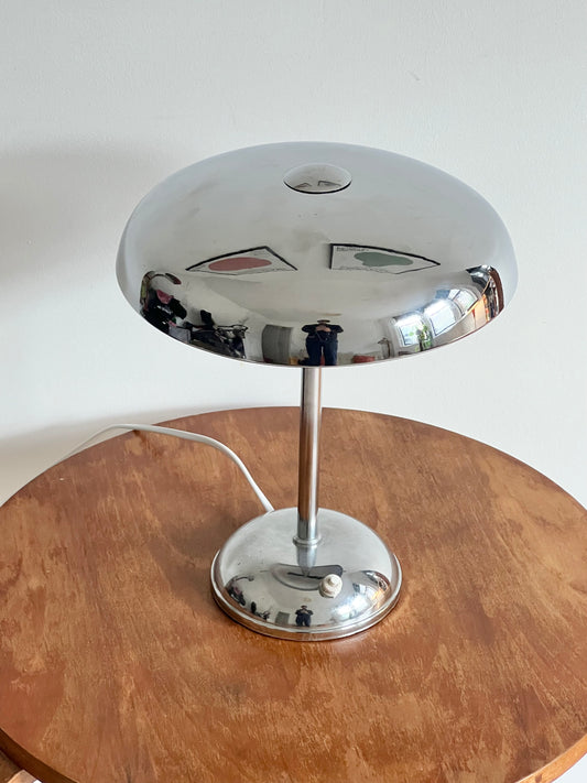 Art Deco Modernist Chrome Mushroom Table Lamp