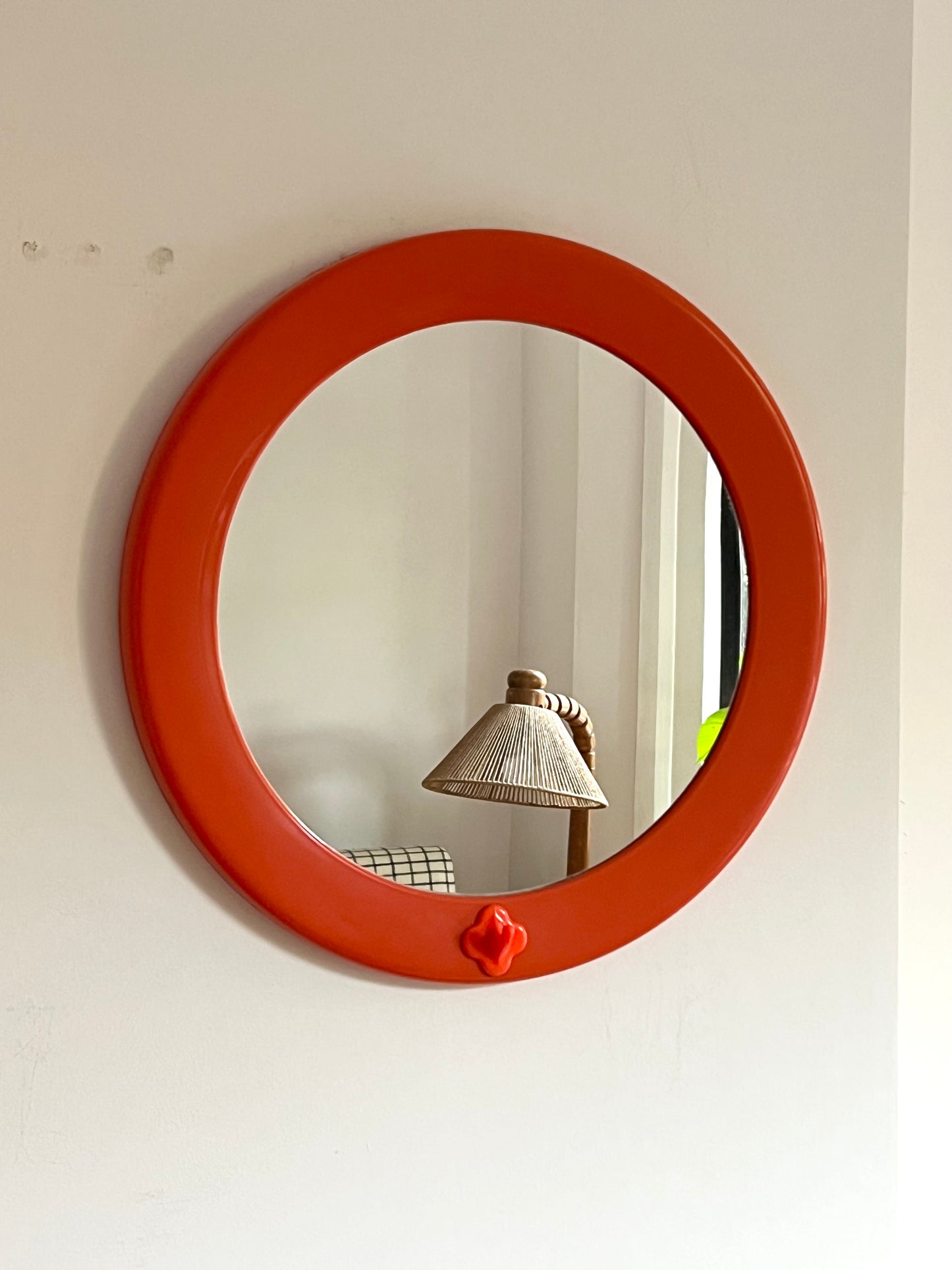 Mid Century Space Age Orange Plastic Mirror