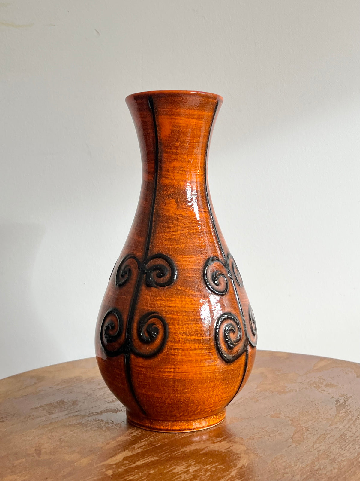 Vintage Mid Century Orange West German Pottery Vase by Ilkra Keramik