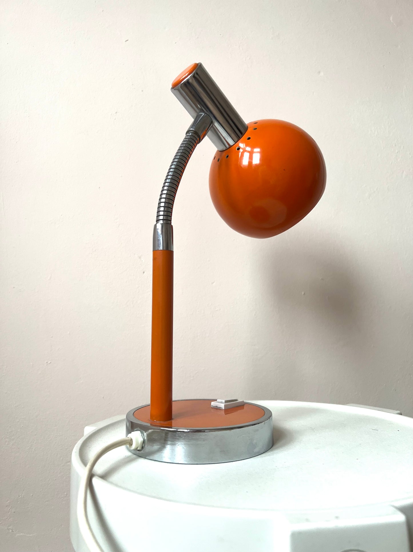 Vintage Mid Century Space Age Orange & Chrome Desk Lamp