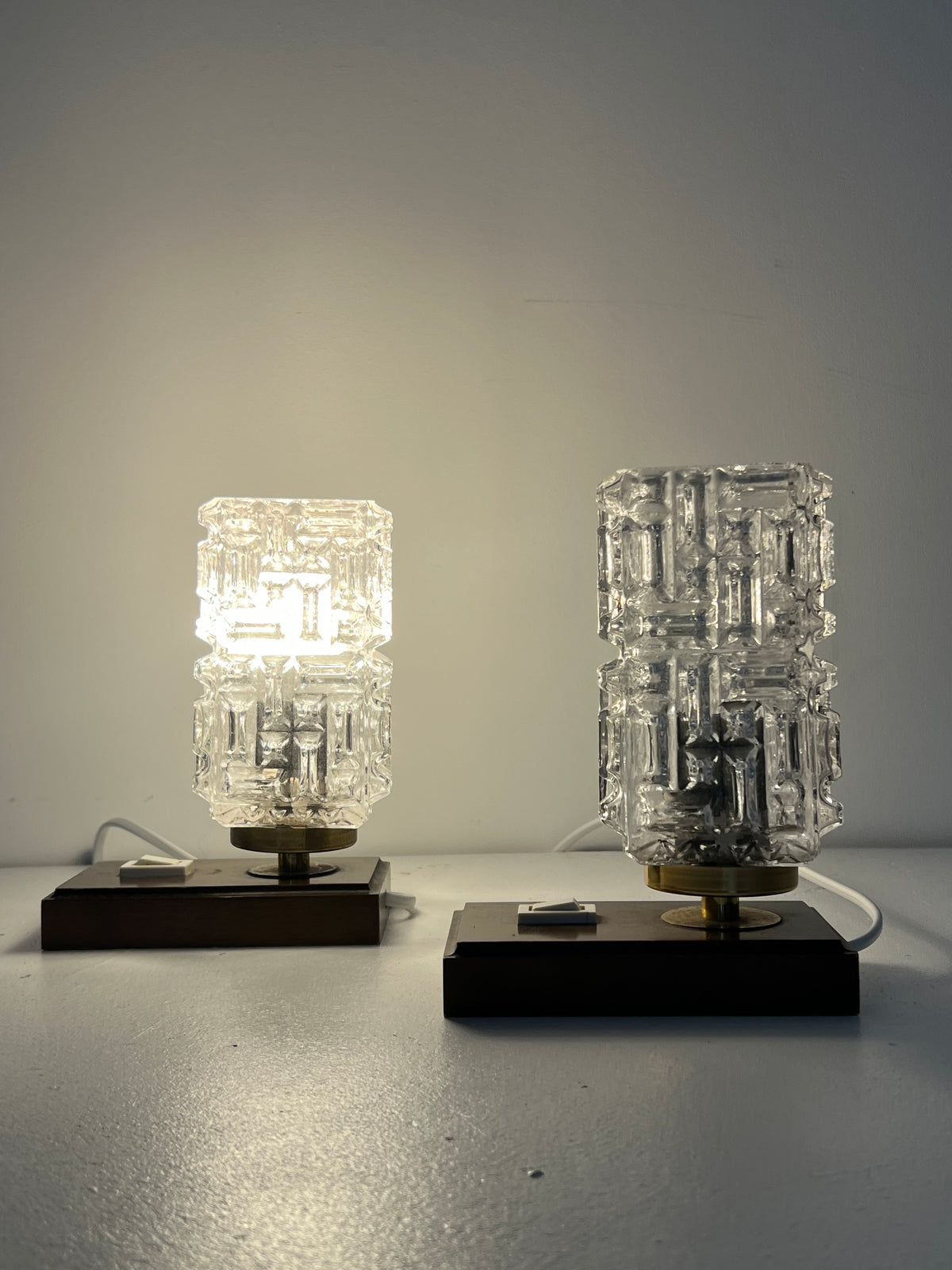 Mid Century Pair of Brutalist Table Lamps