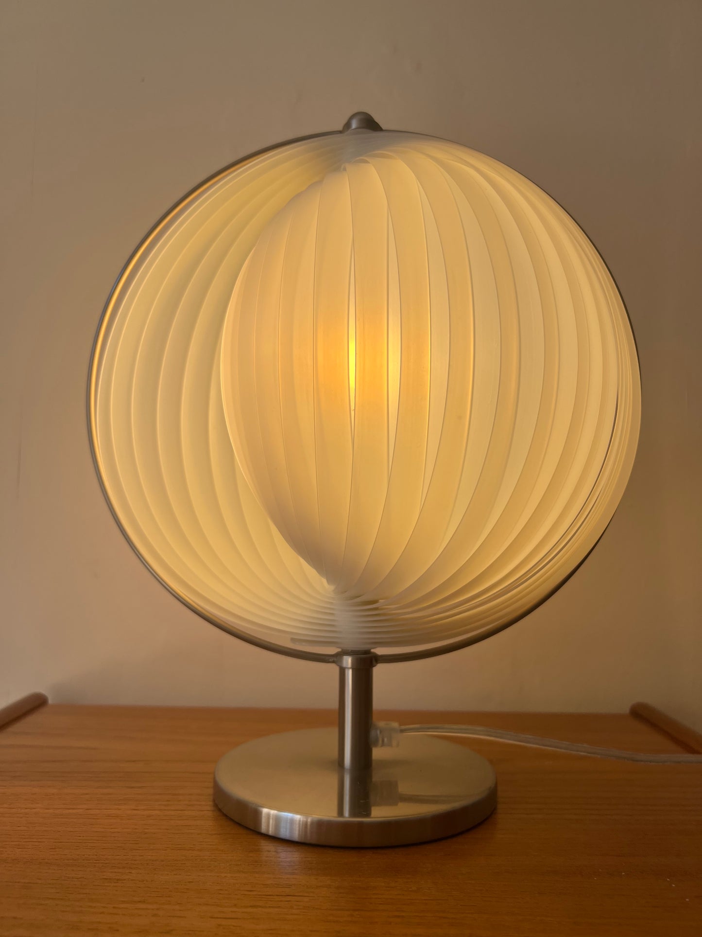 Mid Century White & Silver Moon lamp