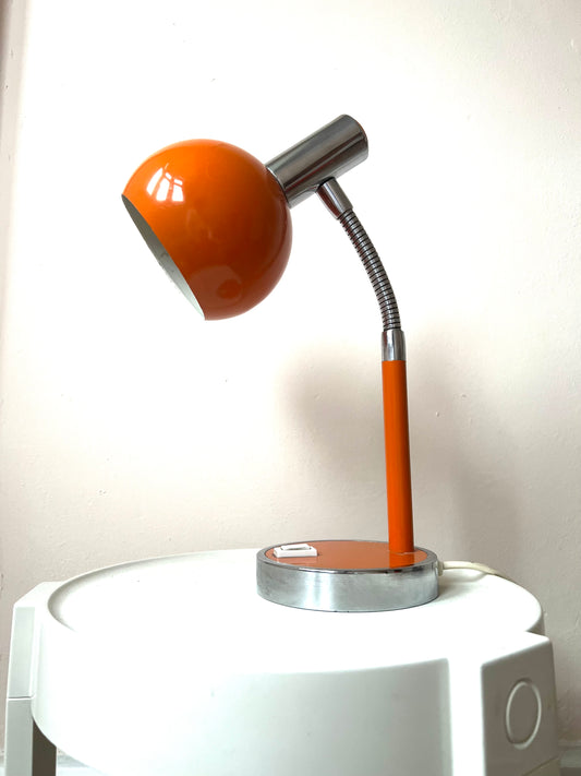 Vintage Mid Century Space Age Orange & Chrome Desk Lamp