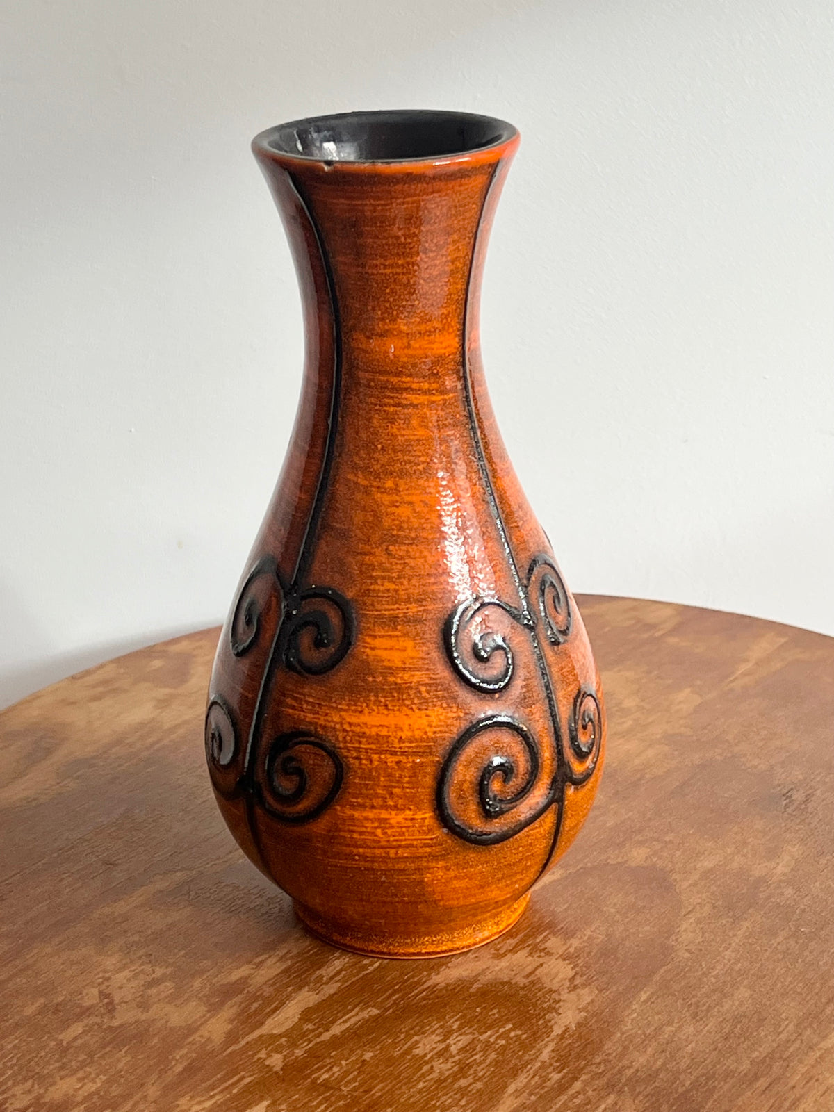 Vintage Mid Century Orange West German Pottery Vase by Ilkra Keramik