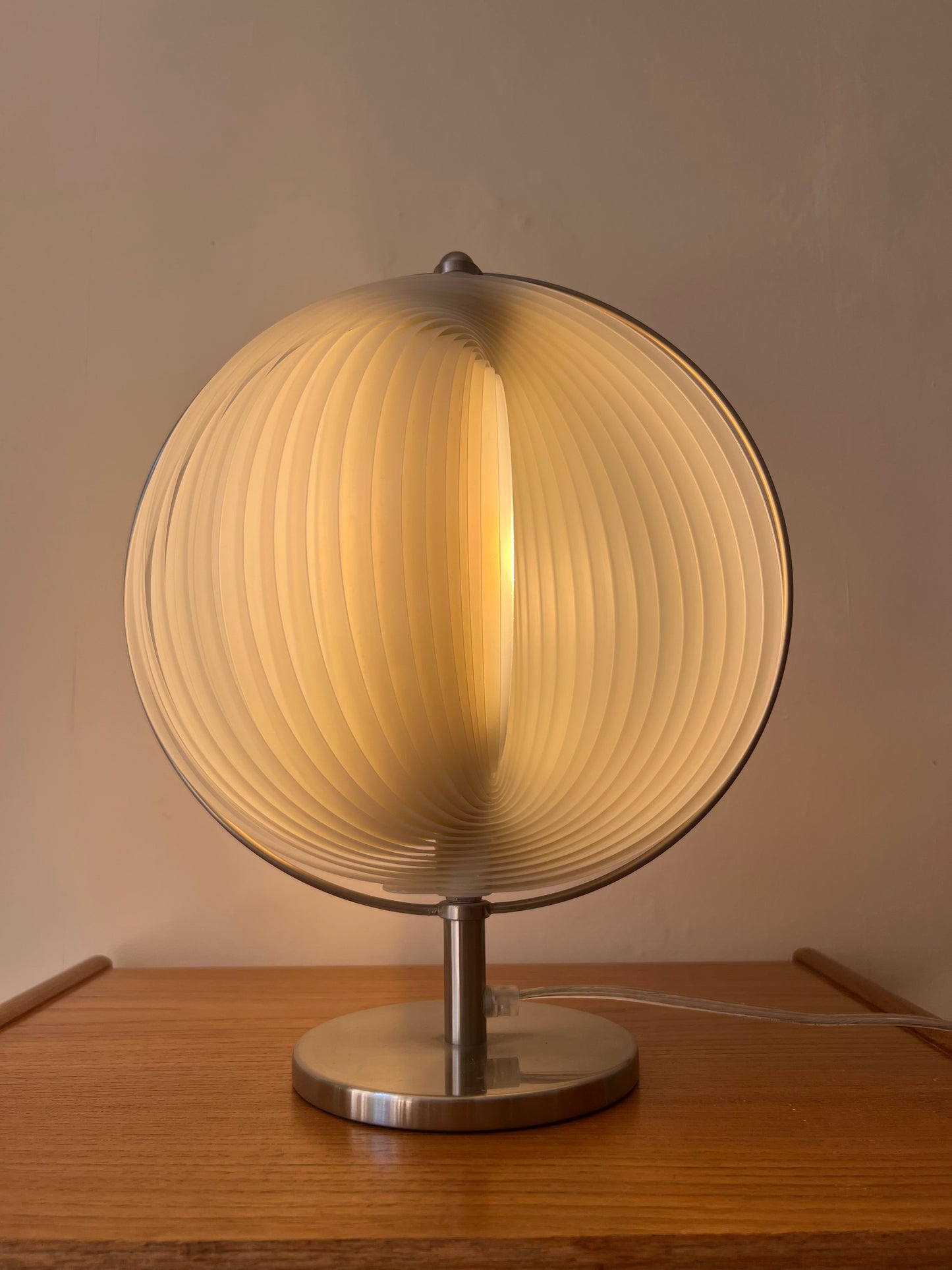 Mid Century White & Silver Moon lamp