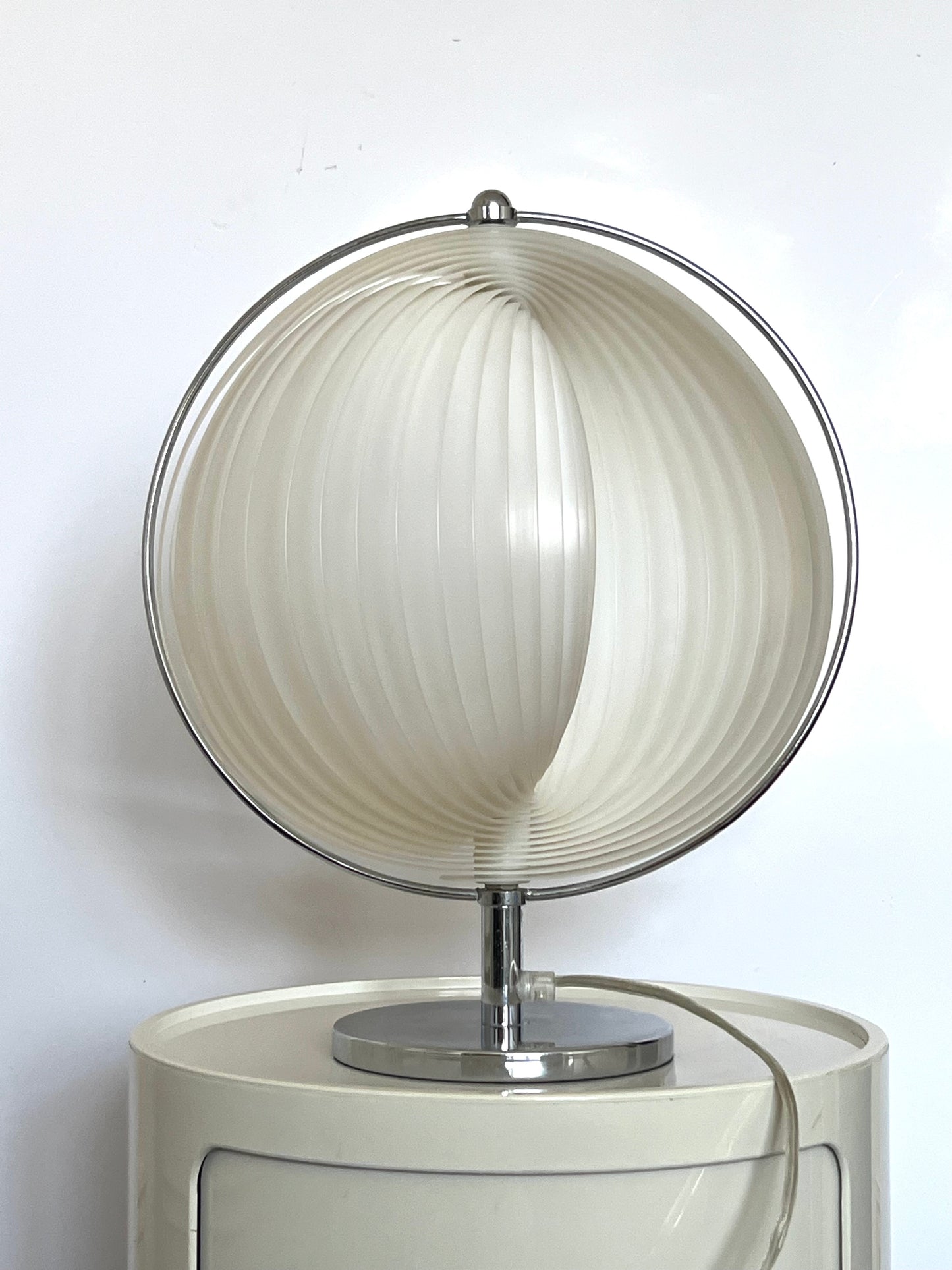 Mid Century White & Silver Moon lamp