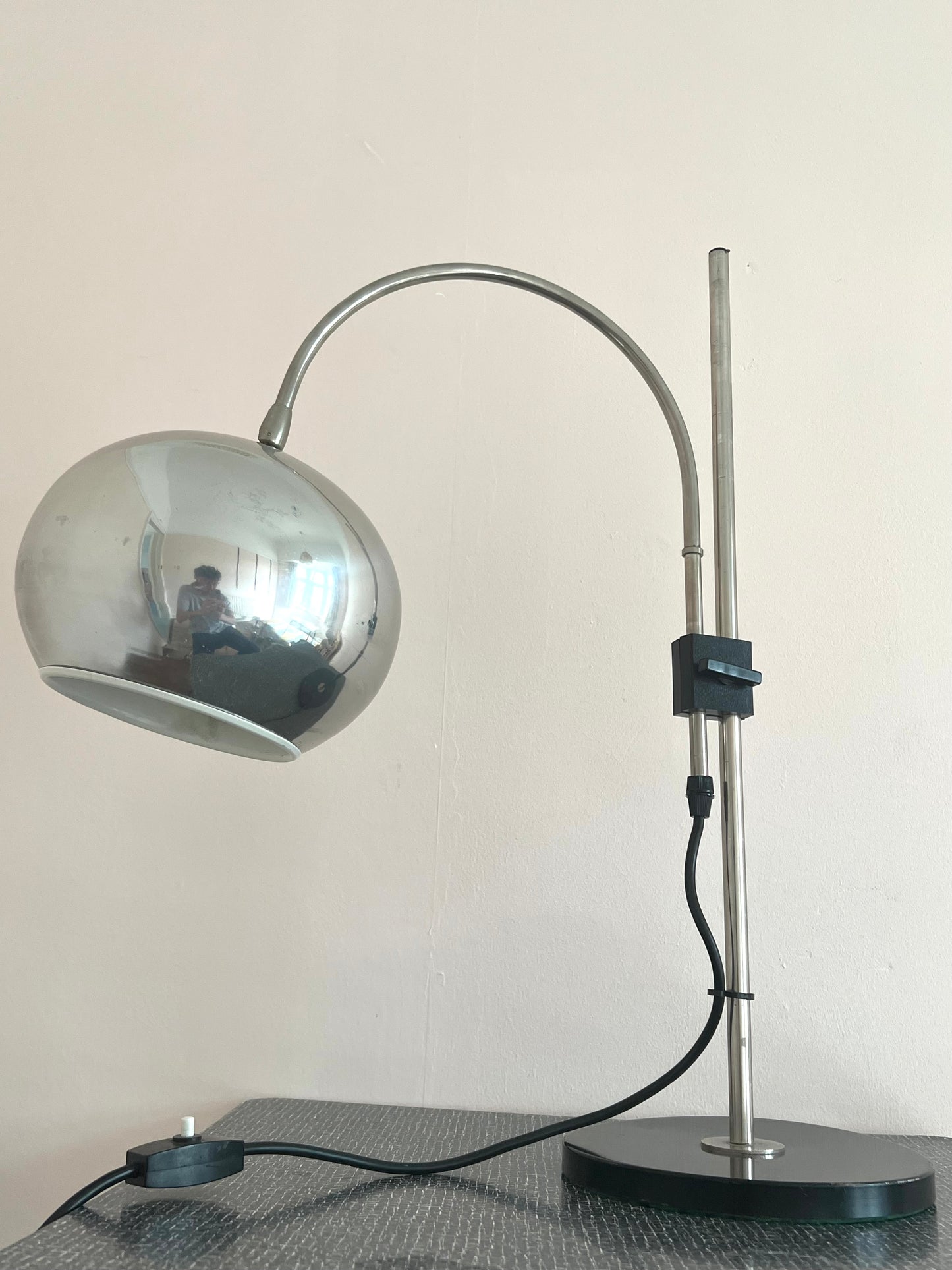 Mid Century Space Age Chrome Eyeball Adjustable Table Lamp