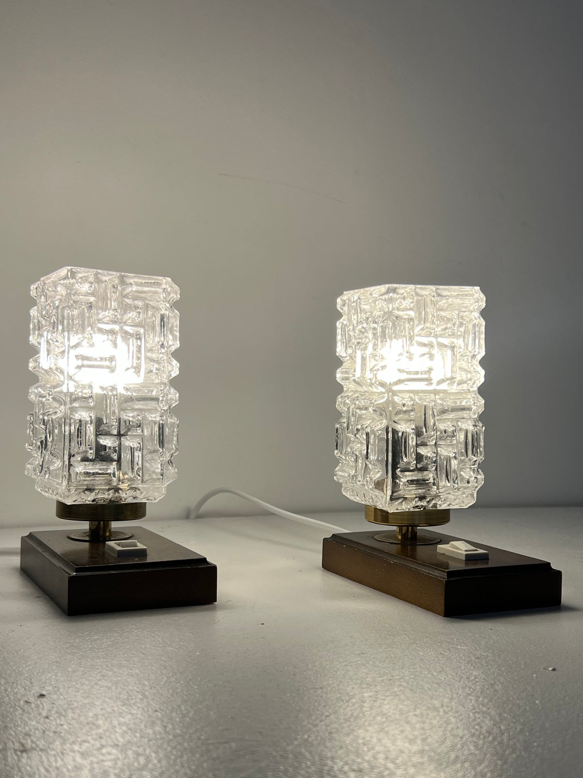 Mid Century Pair of Brutalist Table Lamps