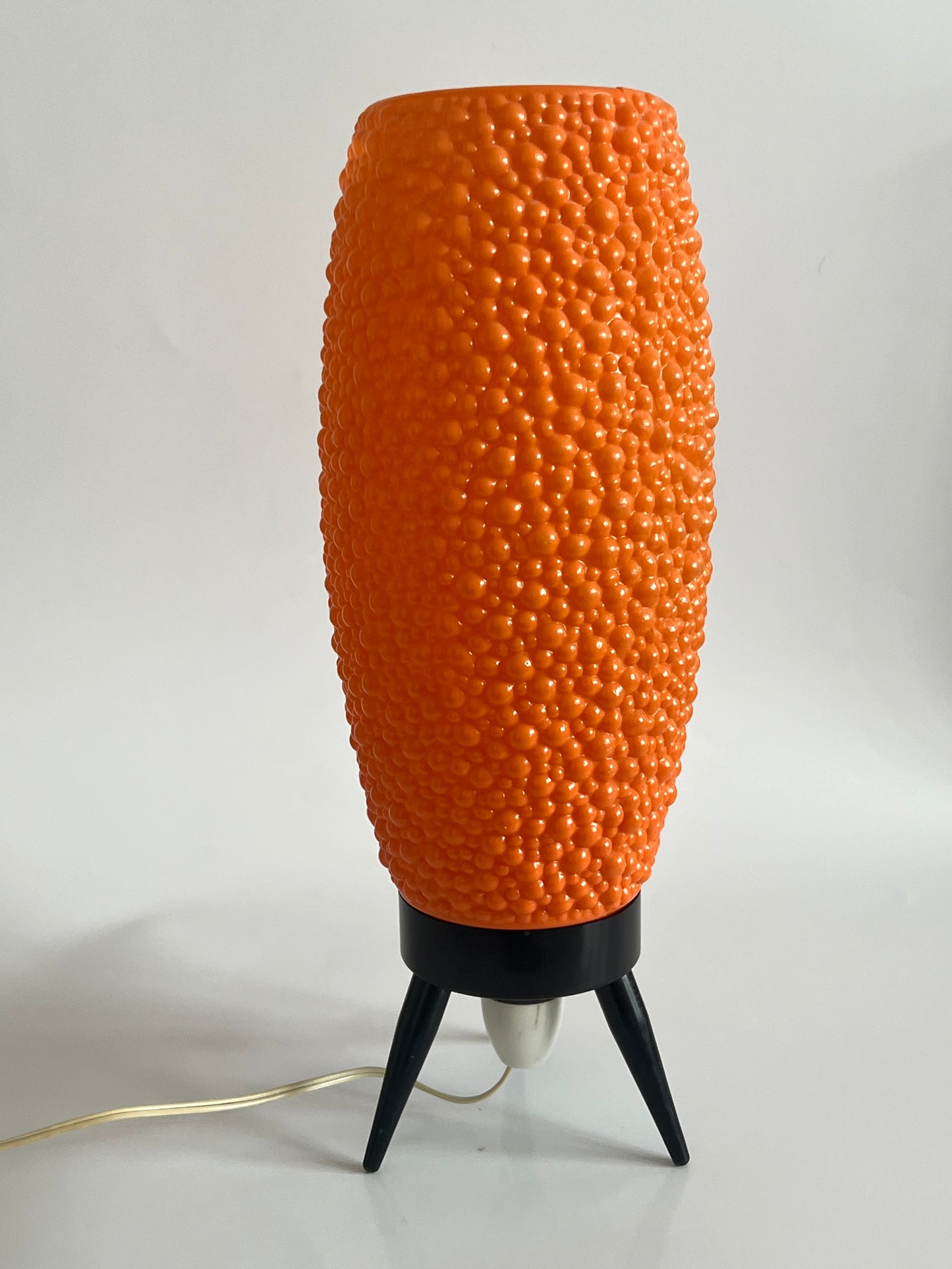 Mid Century Modern Orange Bubble Tripod Lamp