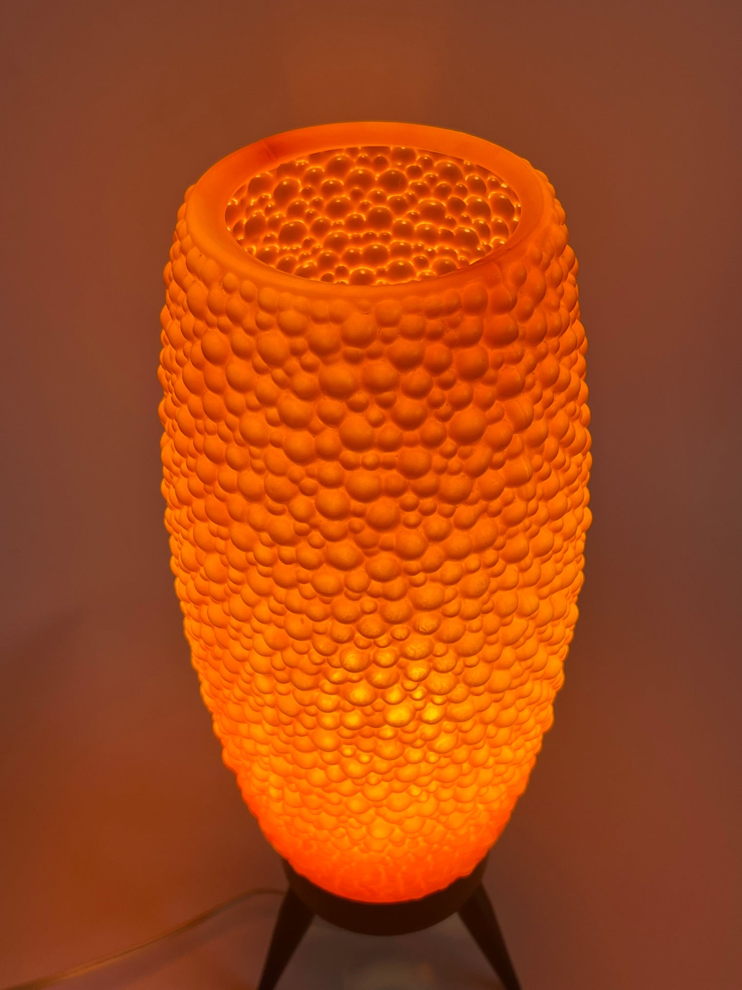 Mid Century Modern Orange Bubble Tripod Lamp