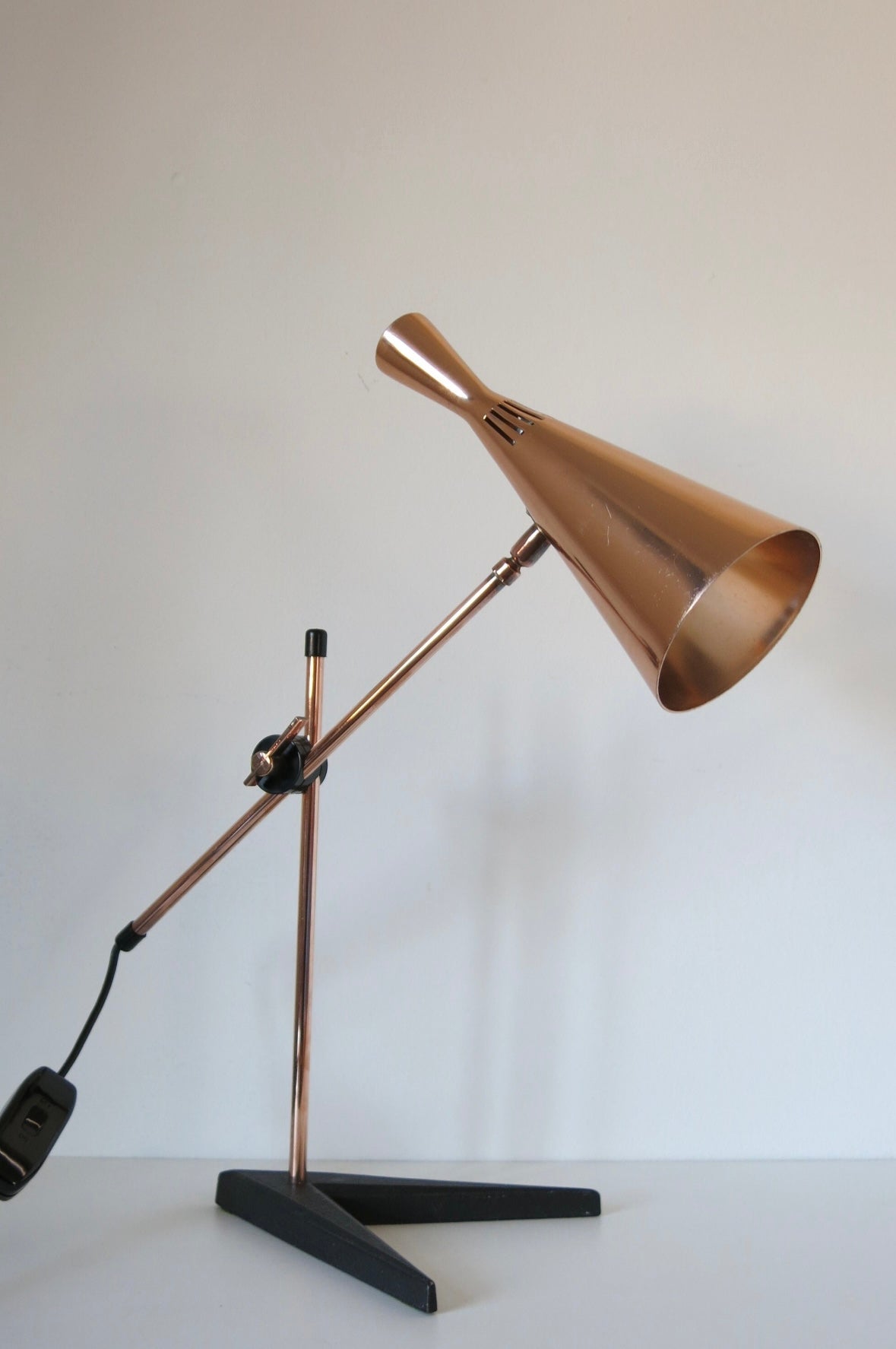 Copper G. A. Scott Adjustable Desk Lamp for MacLamp Co. 1958