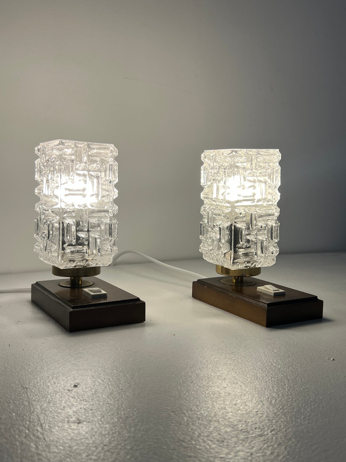 Mid Century Pair of Brutalist Table Lamps