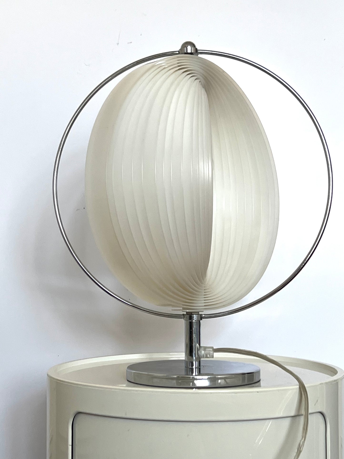 Mid Century White & Silver Moon lamp