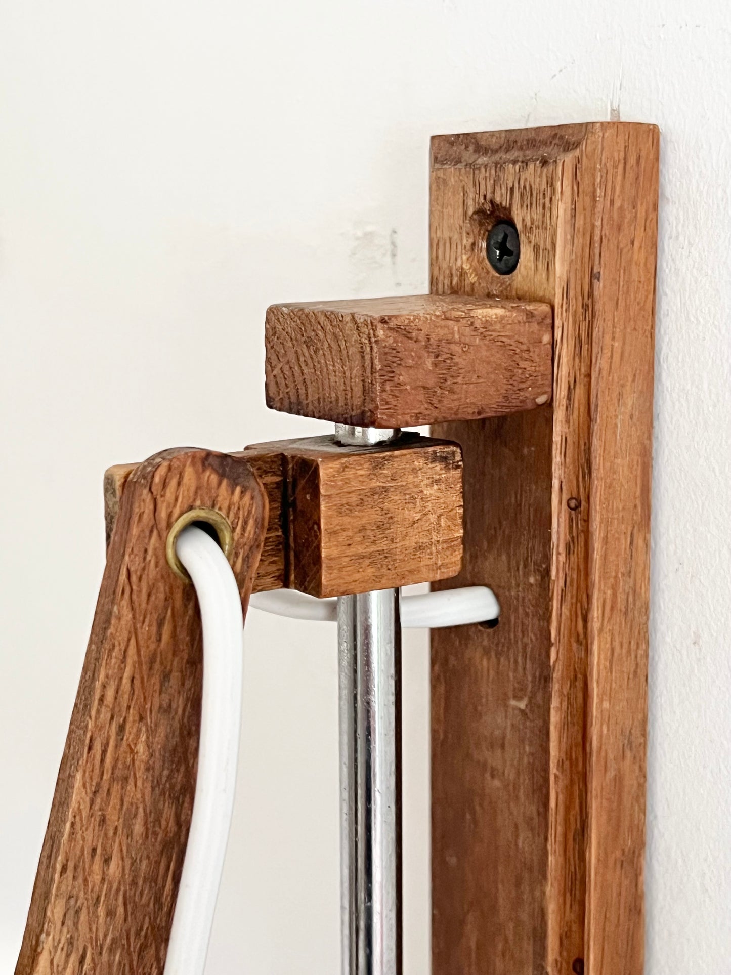 Mid Century Wooden Scissor Wall Lamp