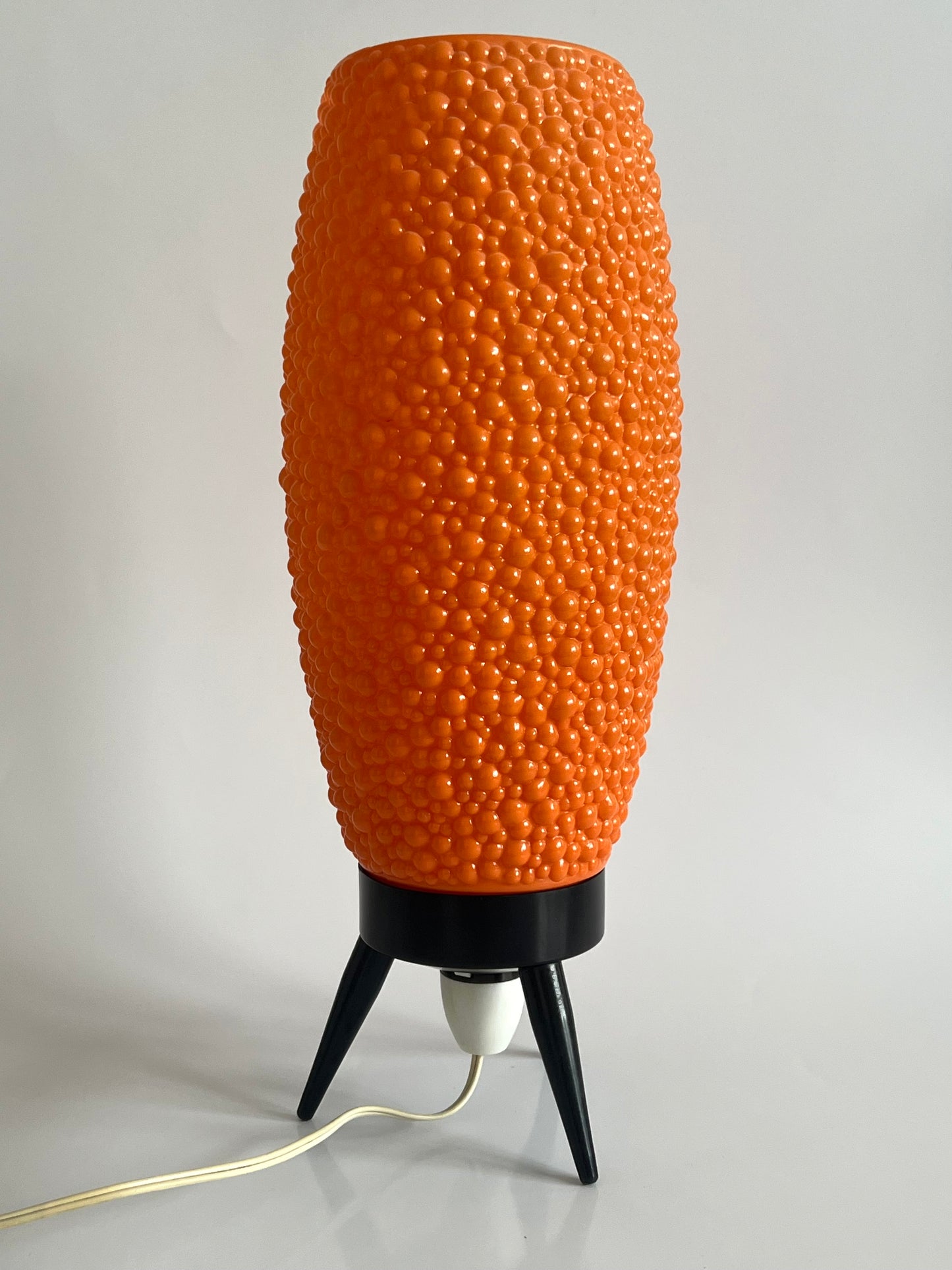 Mid Century Modern Orange Bubble Tripod Lamp