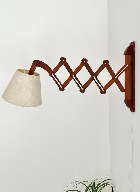 Mid Century Teak Scissor Wall Lamp