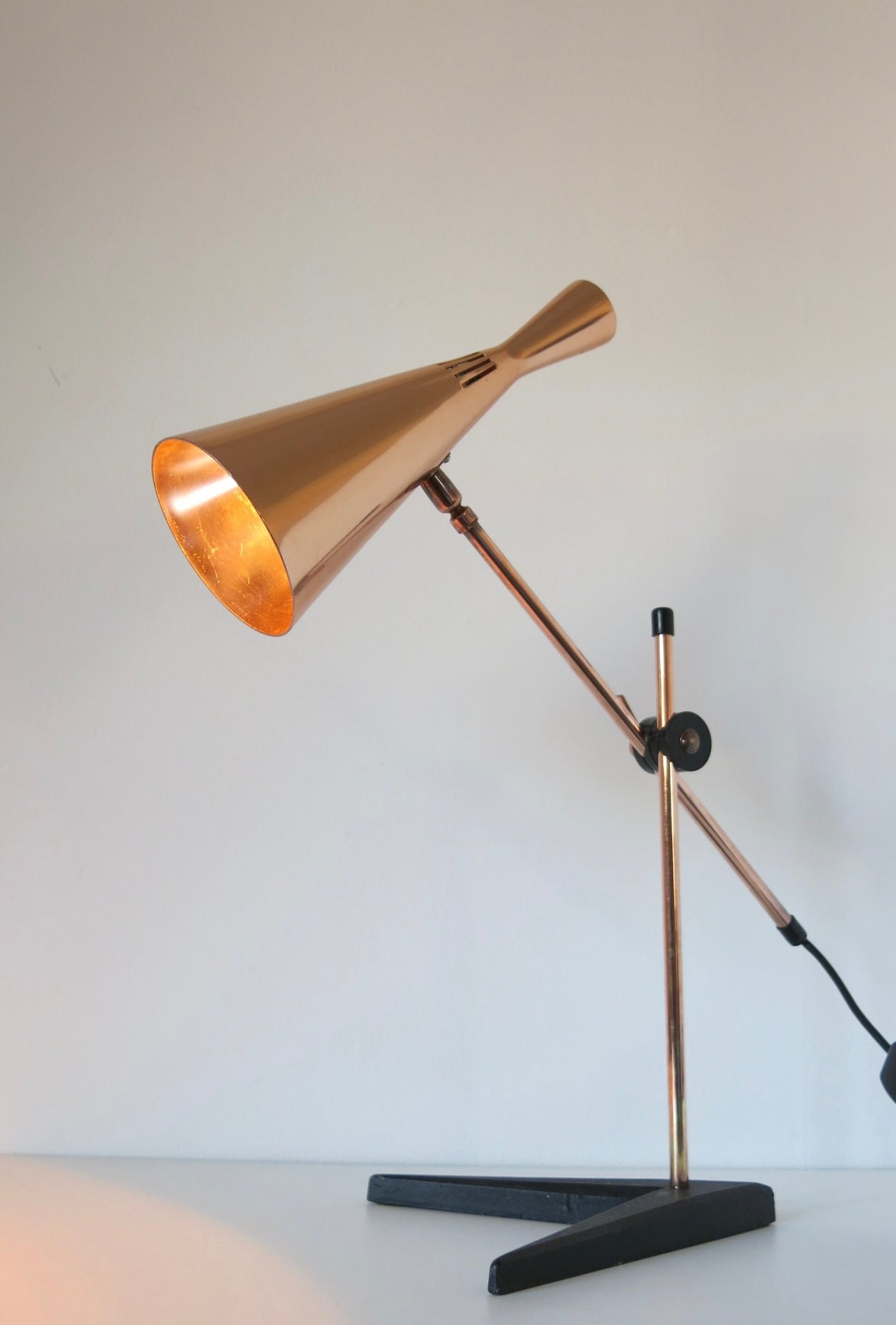 Copper G. A. Scott Adjustable Desk Lamp for MacLamp Co. 1958