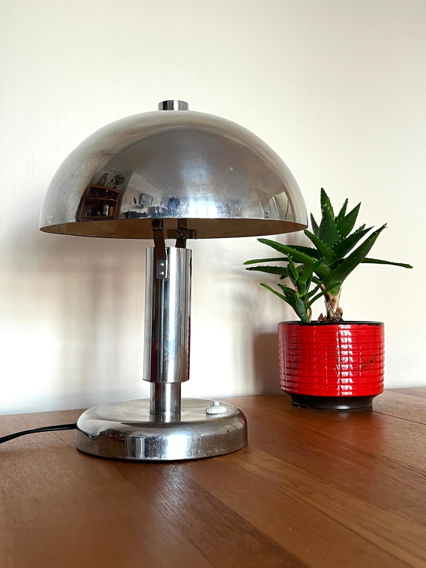 Reserved Art Deco Mid Century Chrome Mushroom Table Lamp