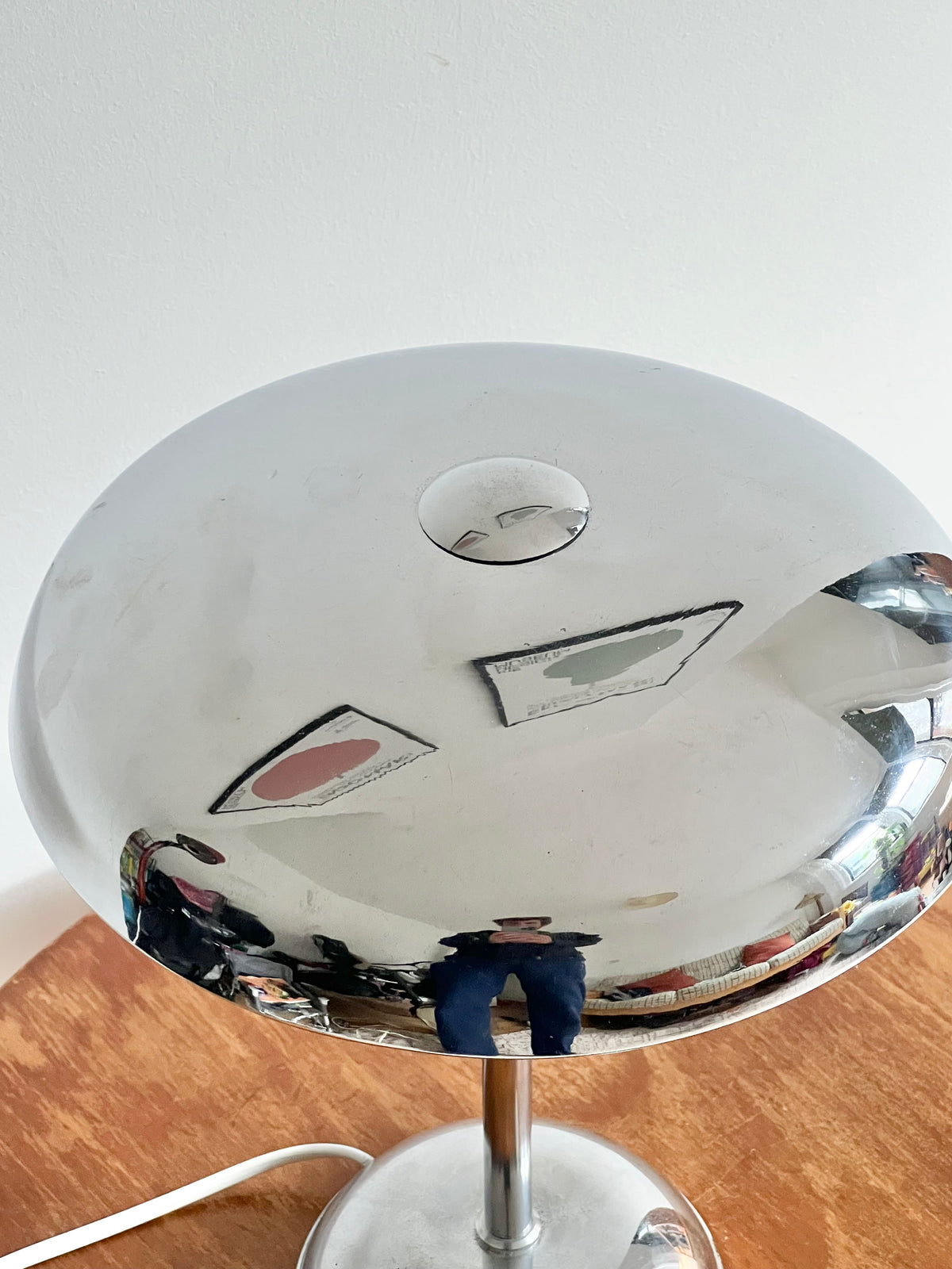 Art Deco Modernist Chrome Mushroom Table Lamp
