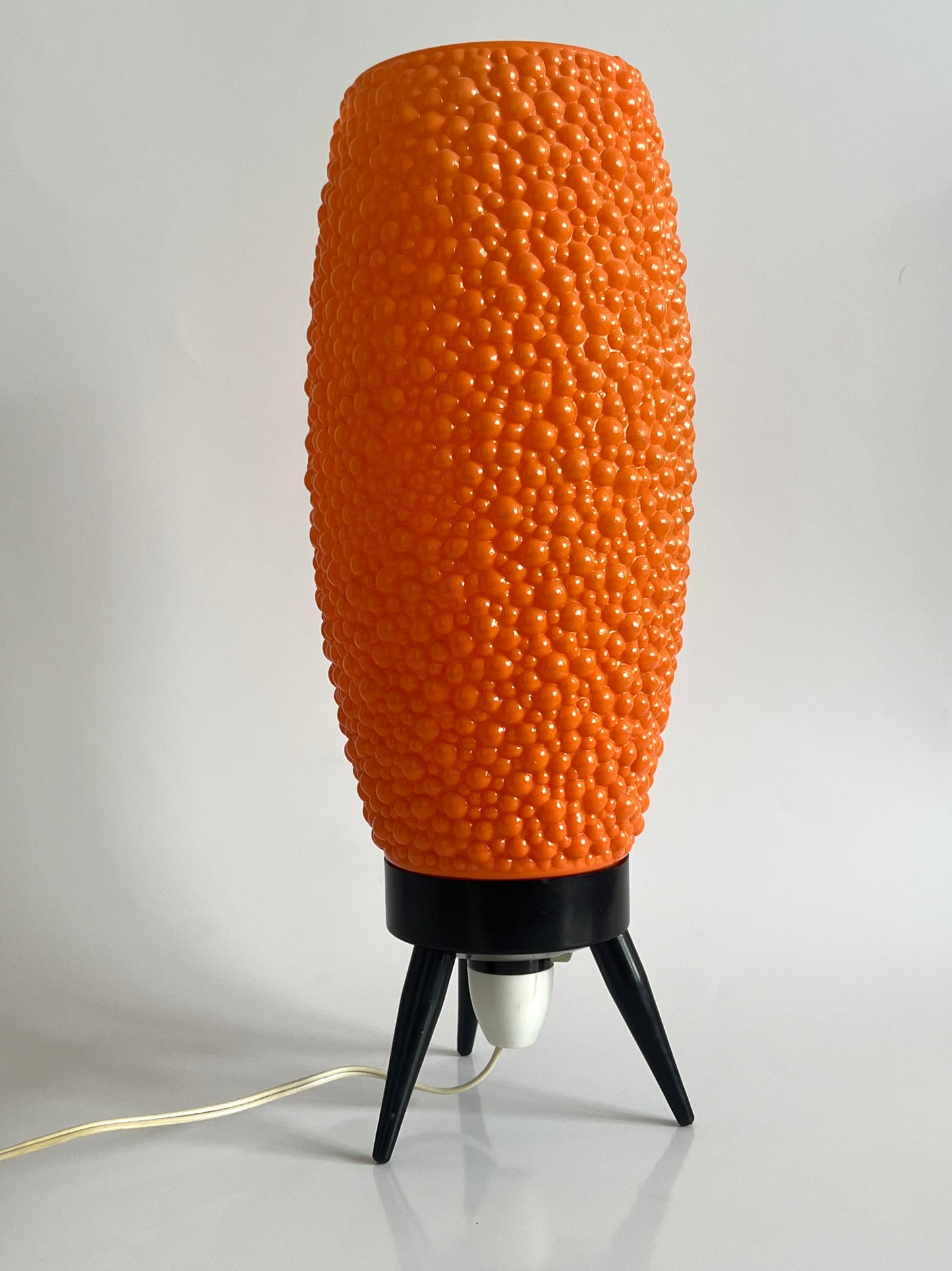 Mid Century Modern Orange Bubble Tripod Lamp