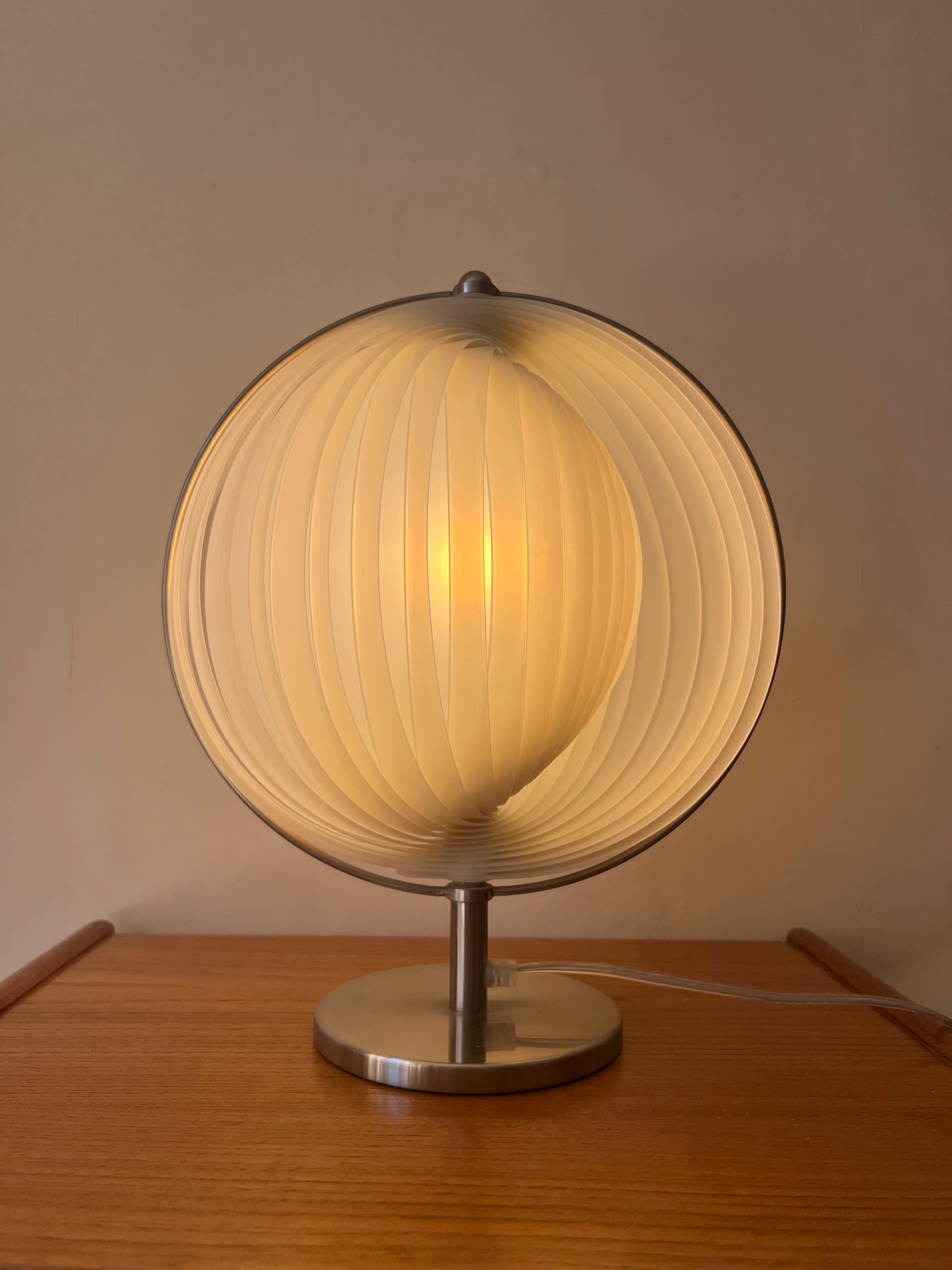 Mid Century White & Silver Moon lamp