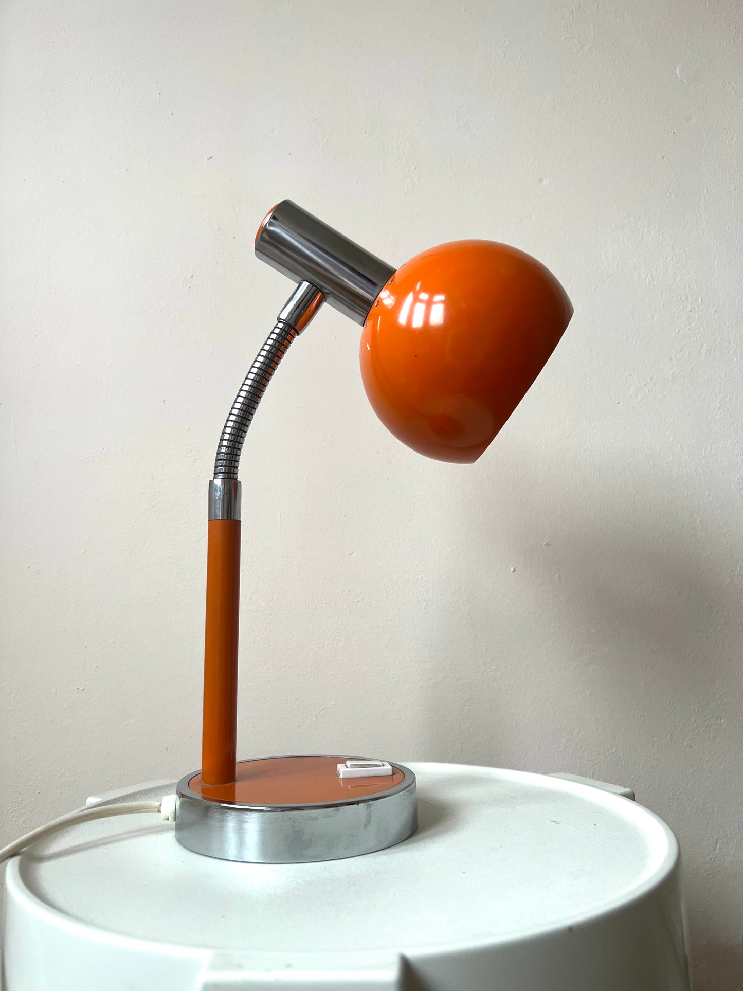 Vintage Mid Century Space Age Orange & Chrome Desk Lamp