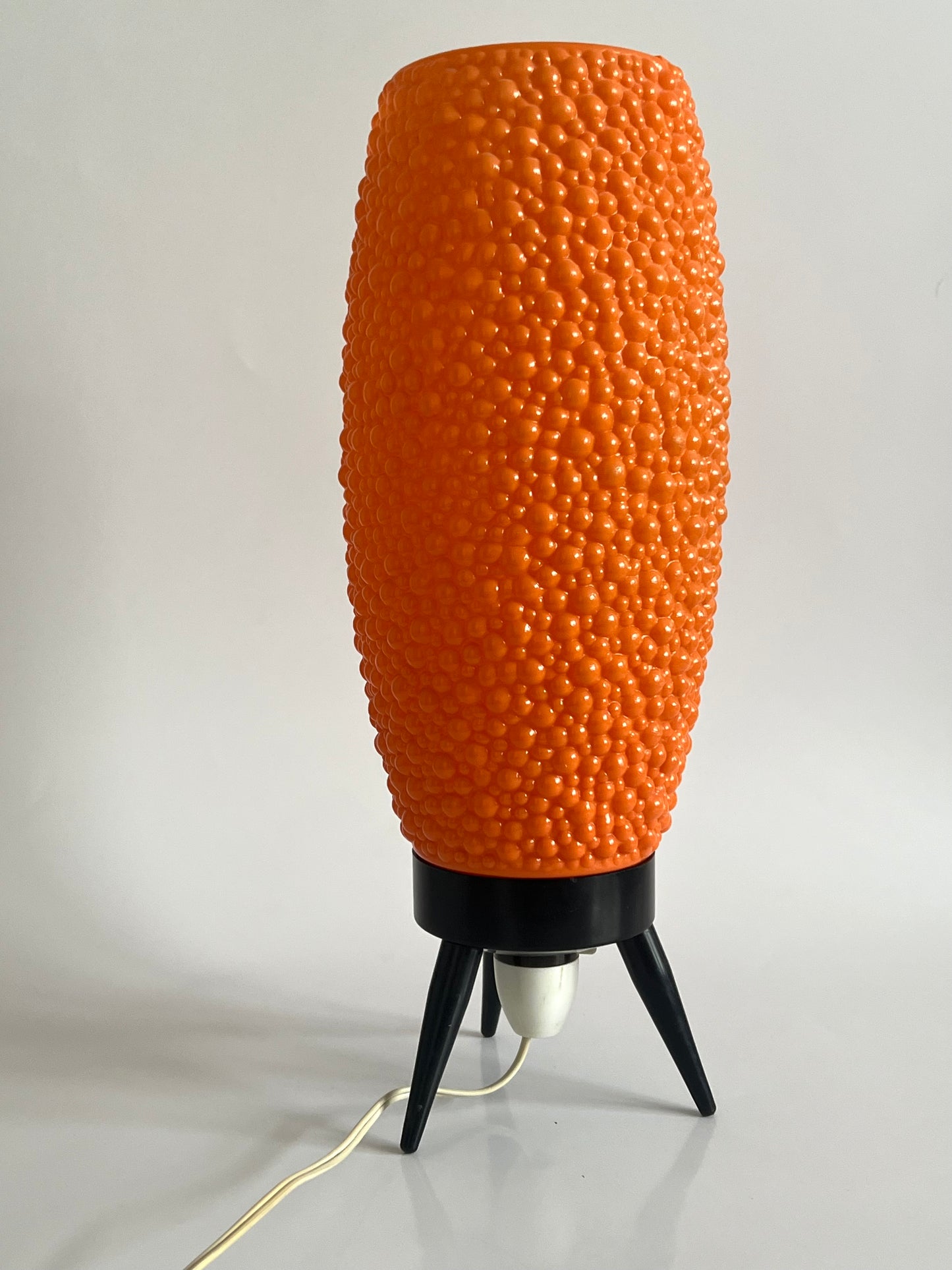 Mid Century Modern Orange Bubble Tripod Lamp