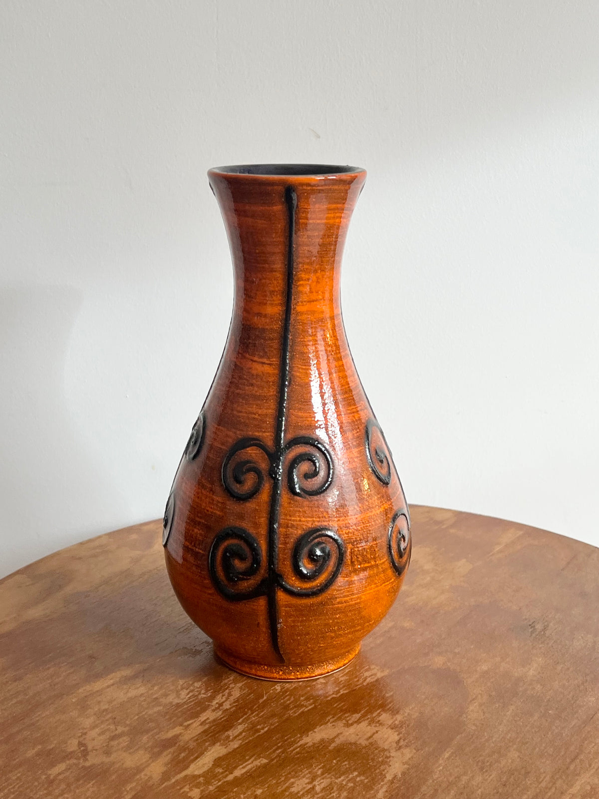 Vintage Mid Century Orange West German Pottery Vase by Ilkra Keramik