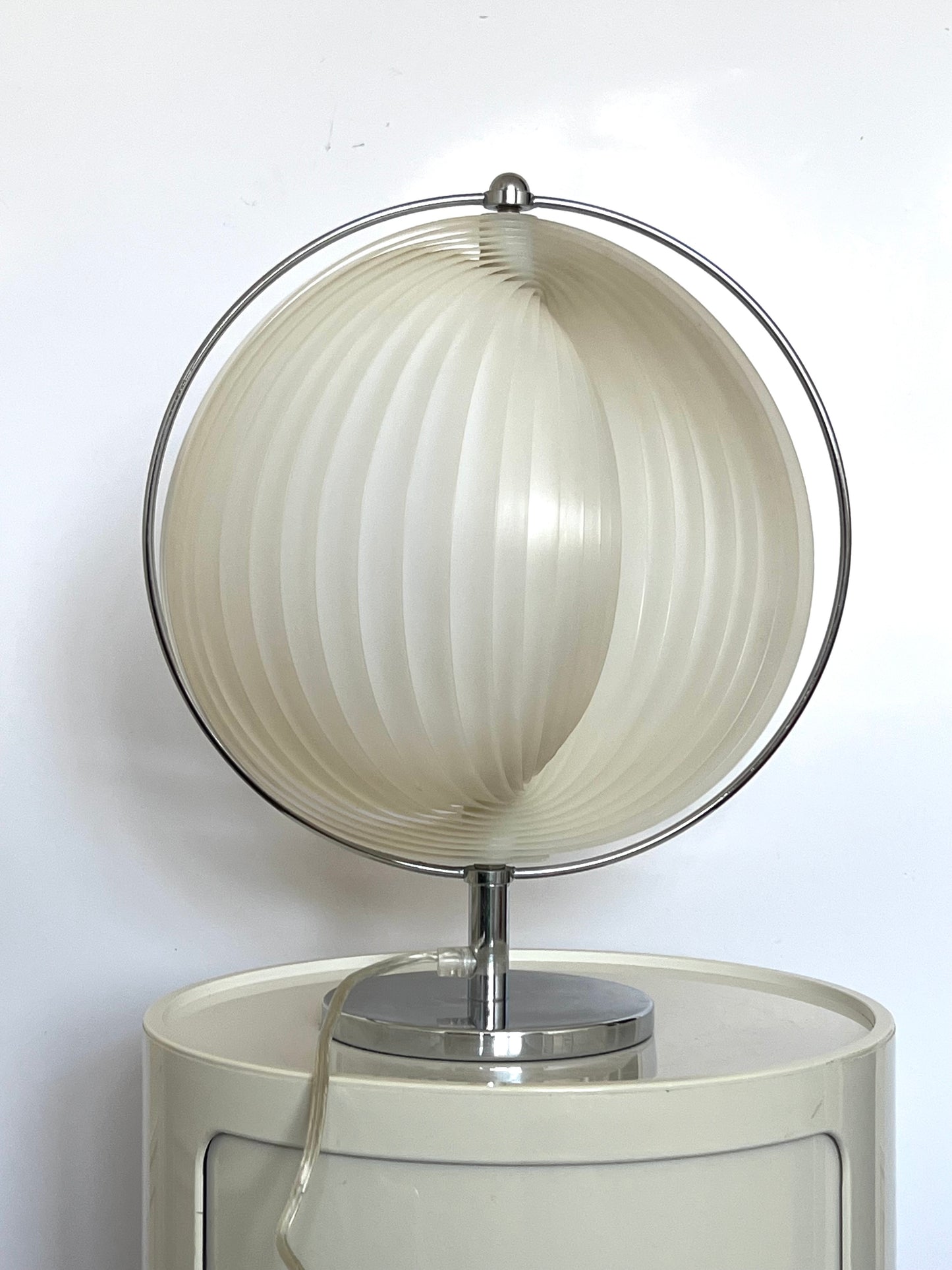 Mid Century White & Silver Moon lamp