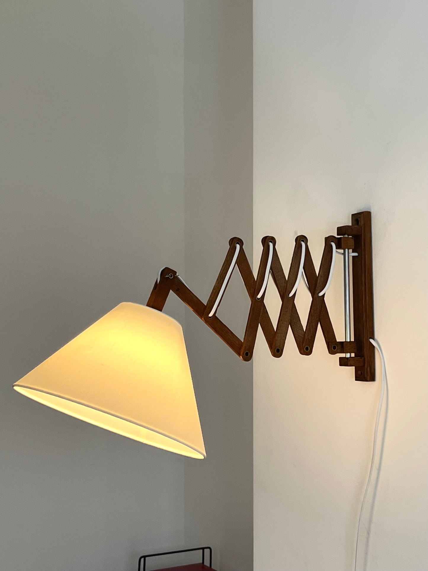 Mid Century Wooden Scissor Wall Lamp