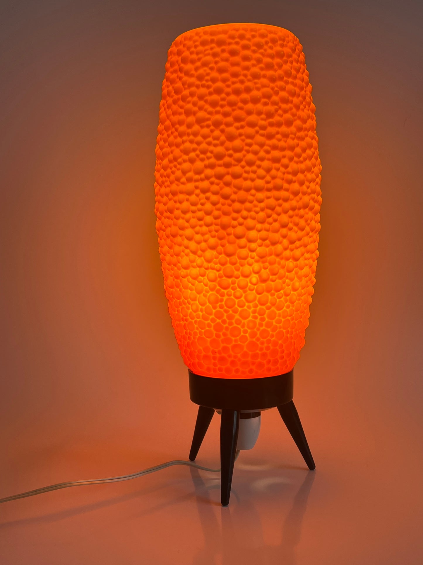 Mid Century Modern Orange Bubble Tripod Lamp