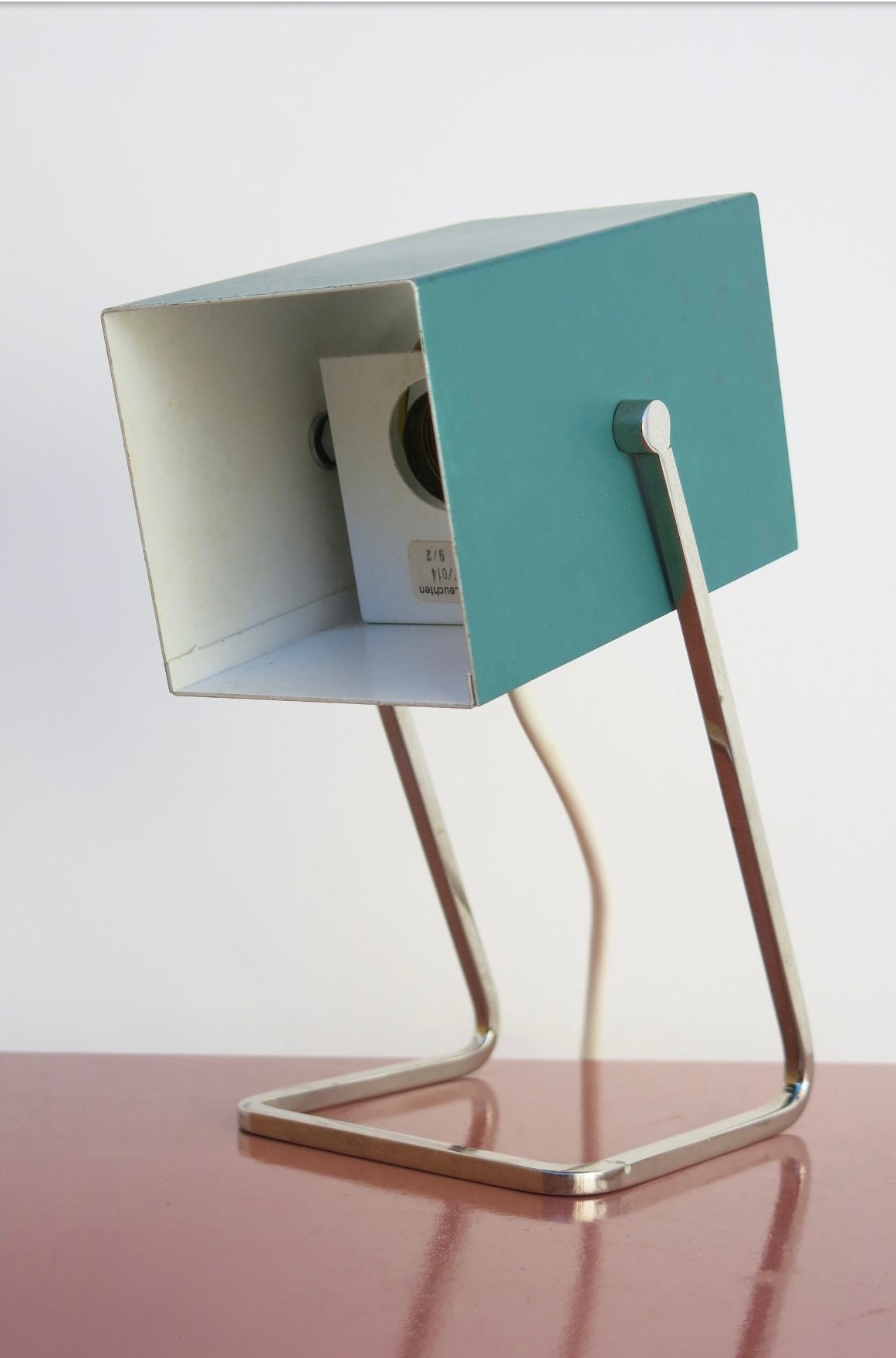 Mid Century Modernist Kaiser Leuchten Turquoise Cube Desk Lamp