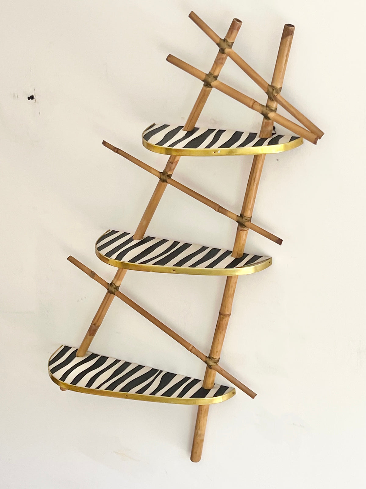 Vintage Mid Century Modern German Tiered Wall Shelving Unit