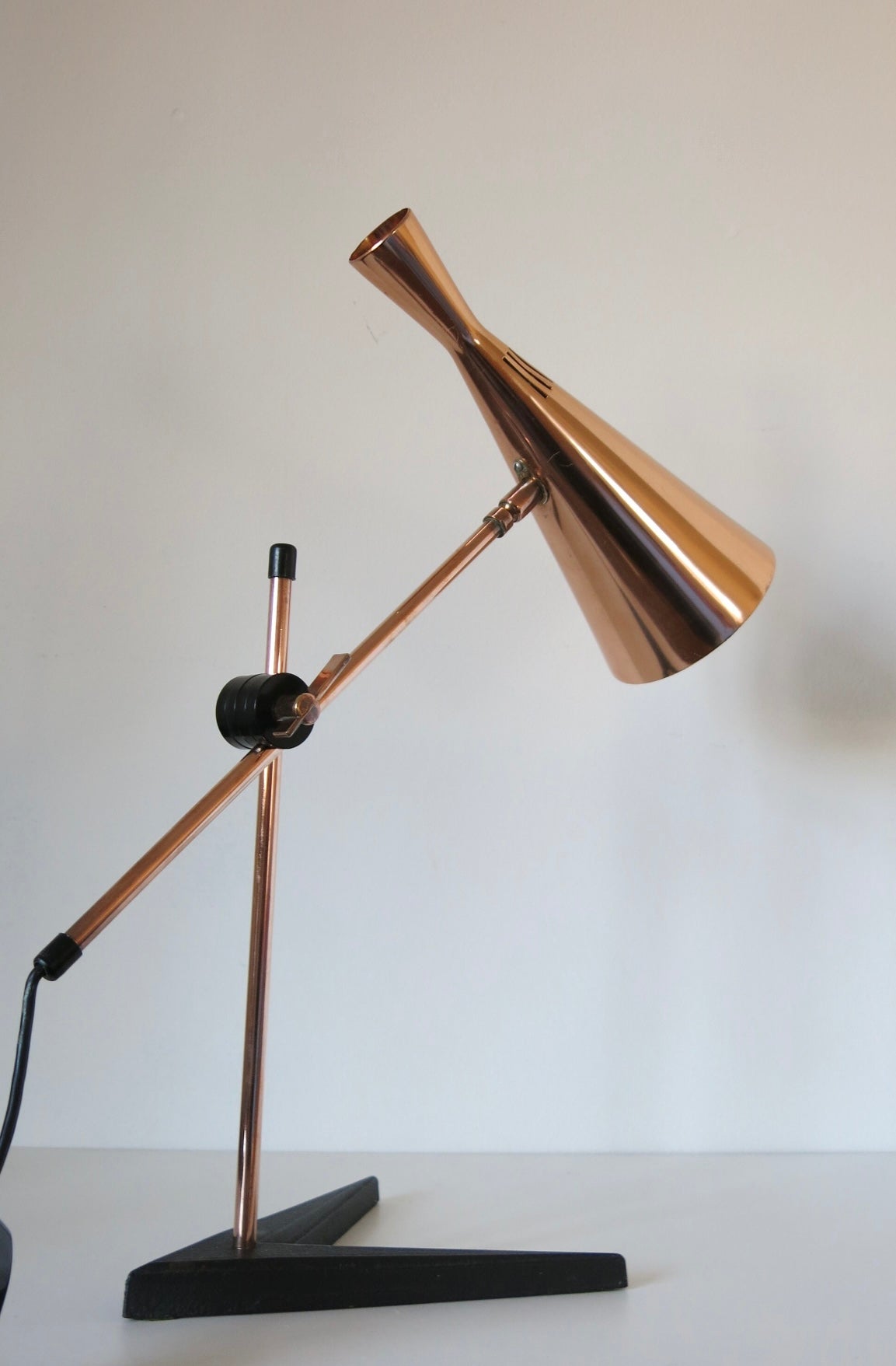 Copper G. A. Scott Adjustable Desk Lamp for MacLamp Co. 1958