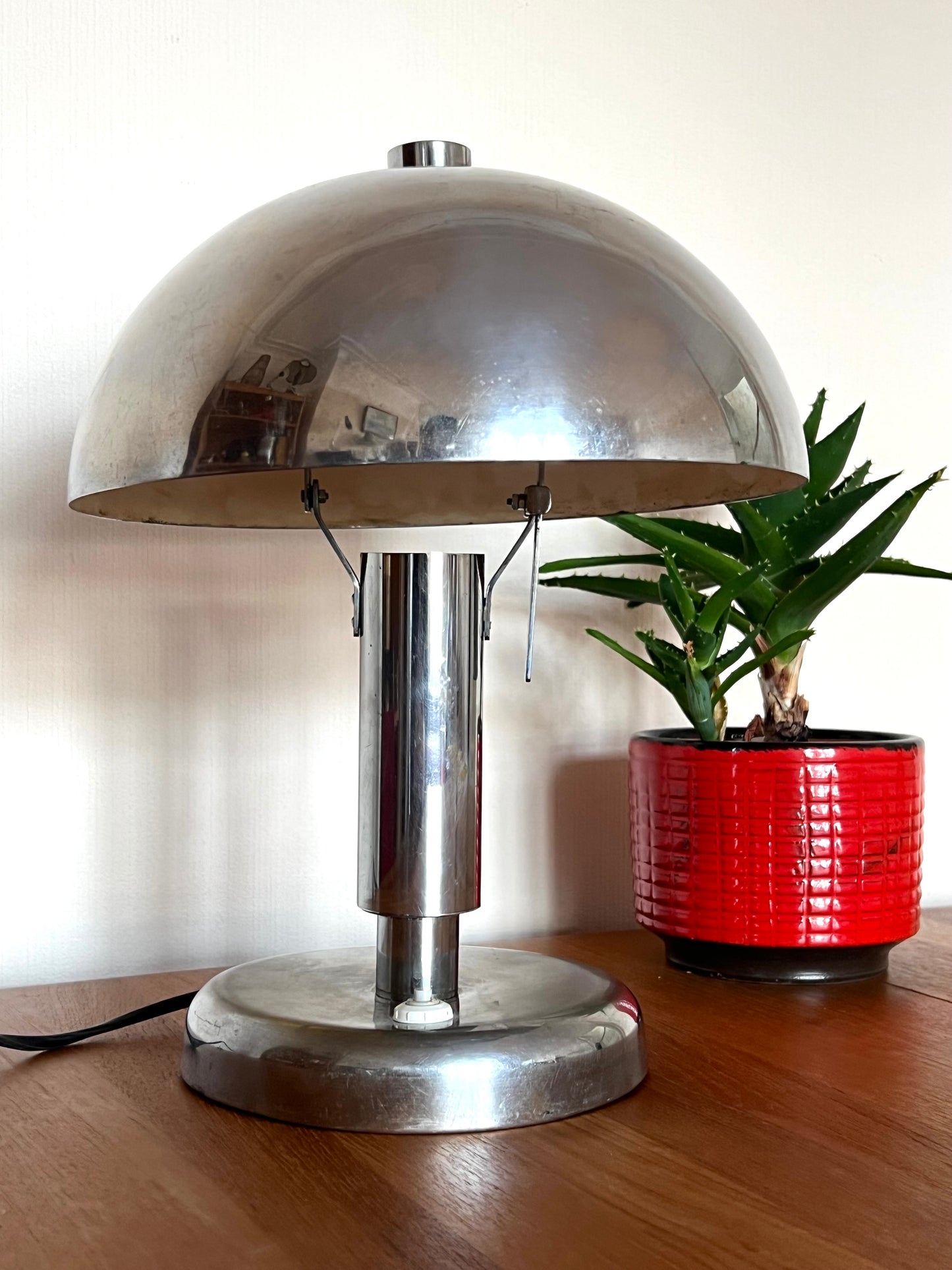 Reserved Art Deco Mid Century Chrome Mushroom Table Lamp