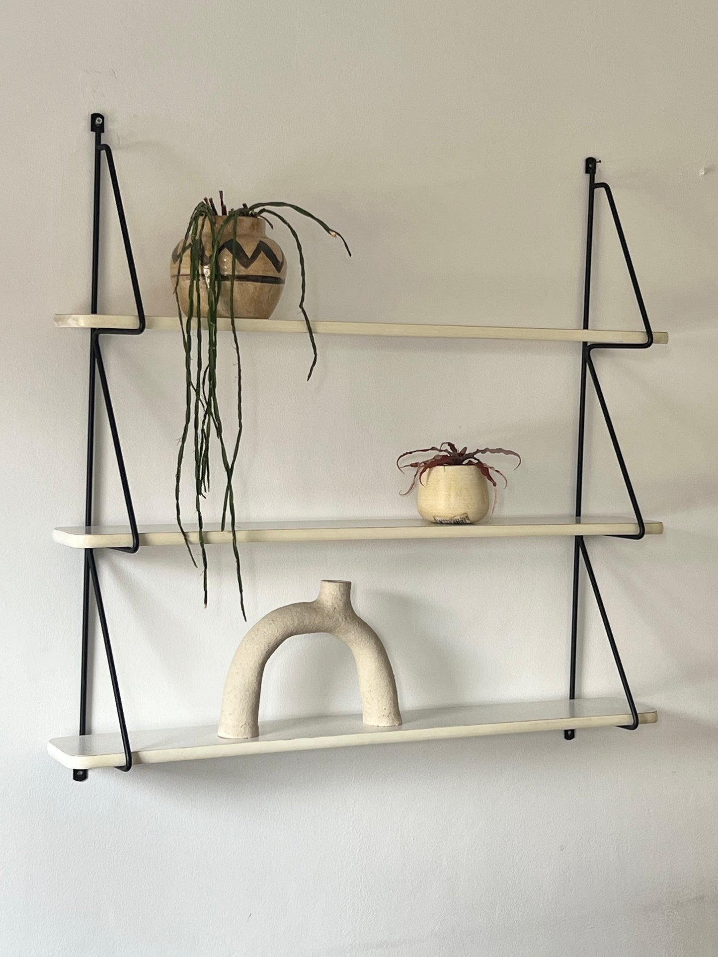 Vintage Mid Century Patterned String Shelving Unit