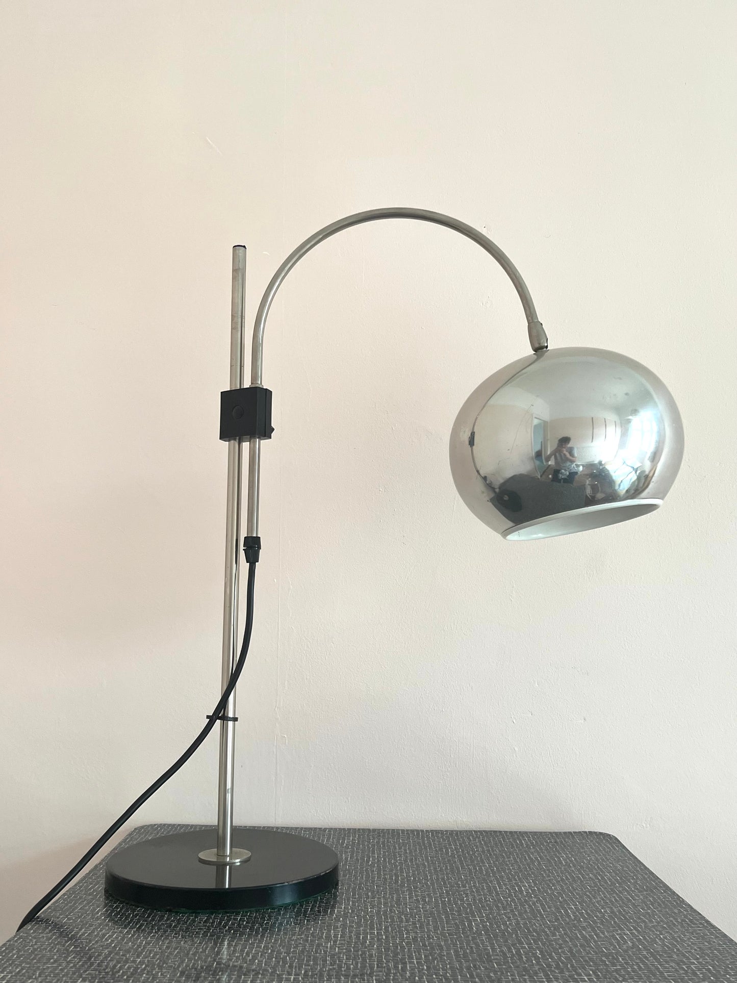 Mid Century Space Age Chrome Eyeball Adjustable Table Lamp