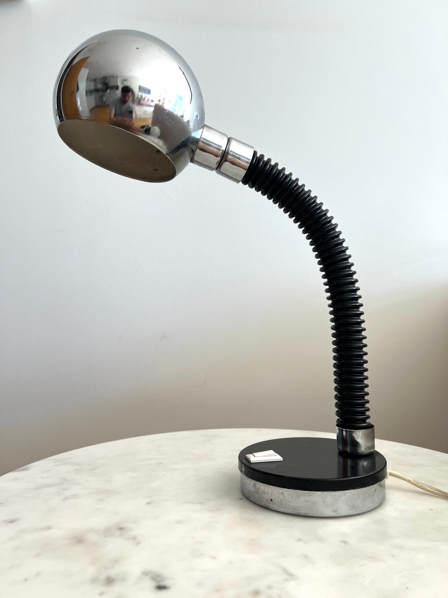 Vintage Mid Century Space Age Black & Chrome Desk Lamp