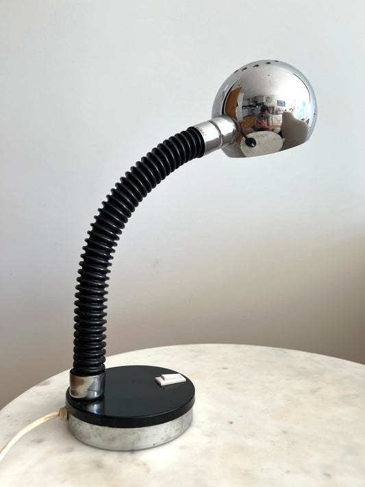 Vintage Mid Century Space Age Black & Chrome Desk Lamp