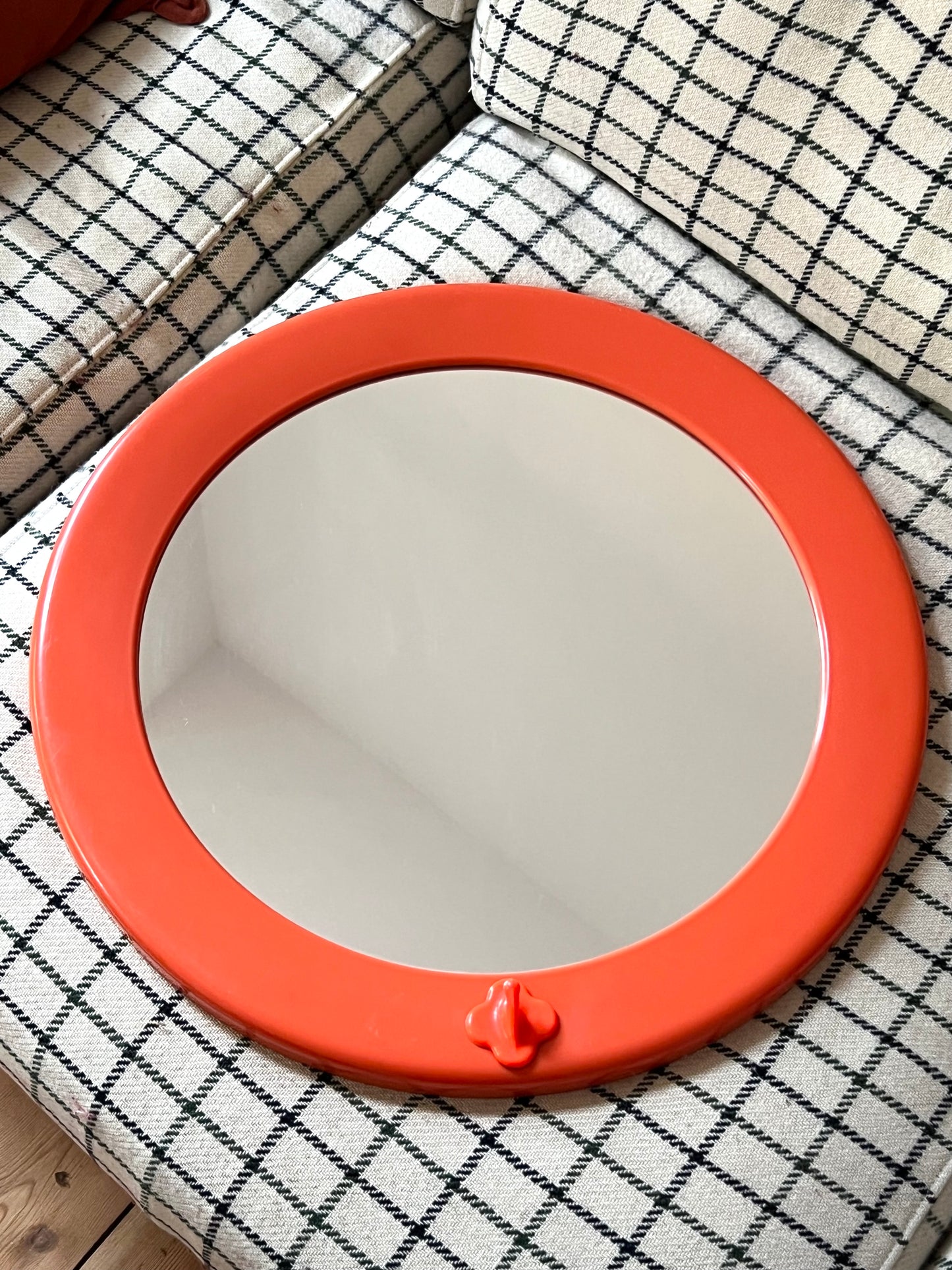 Mid Century Space Age Orange Plastic Mirror