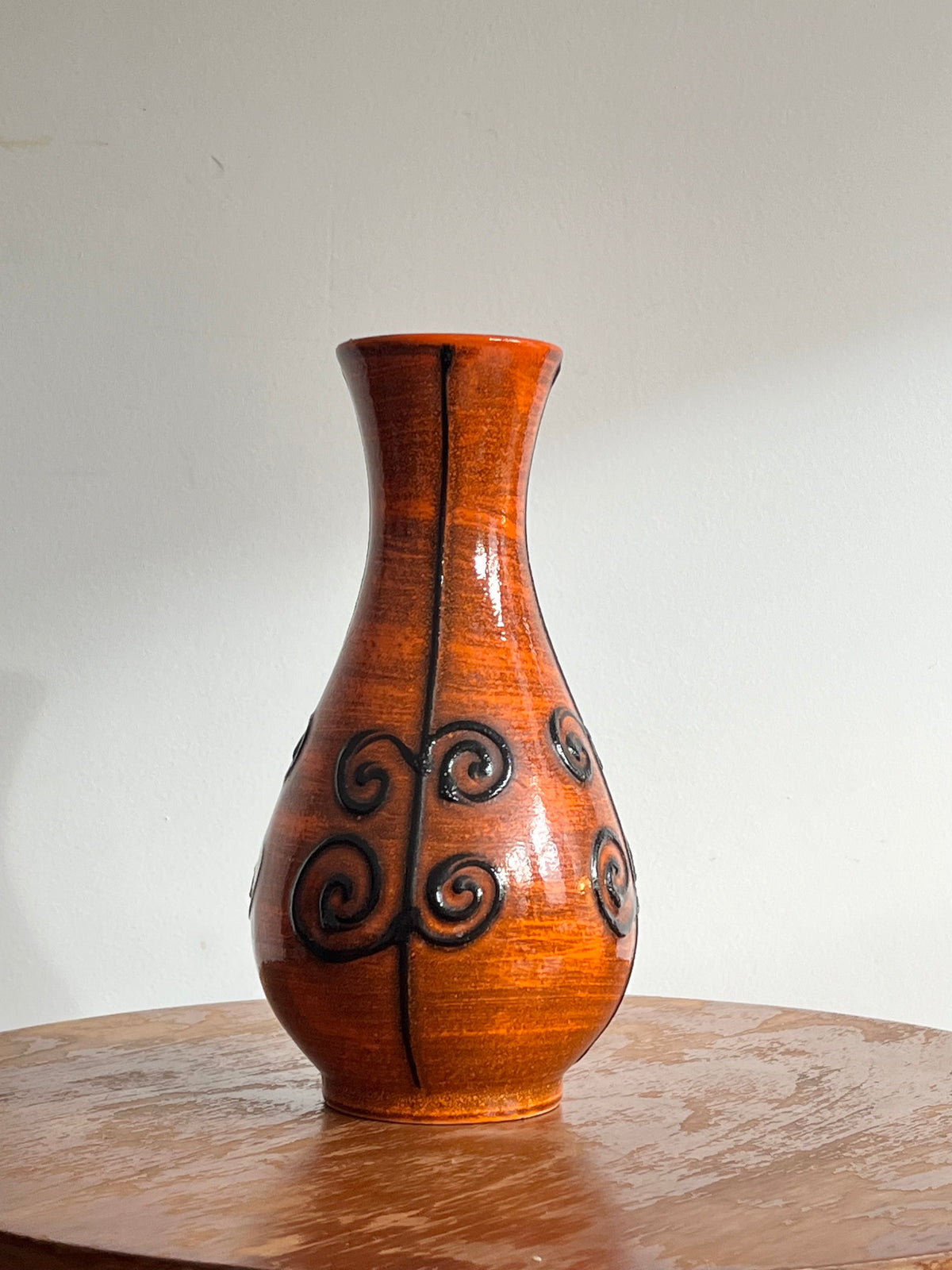 Vintage Mid Century Orange West German Pottery Vase by Ilkra Keramik