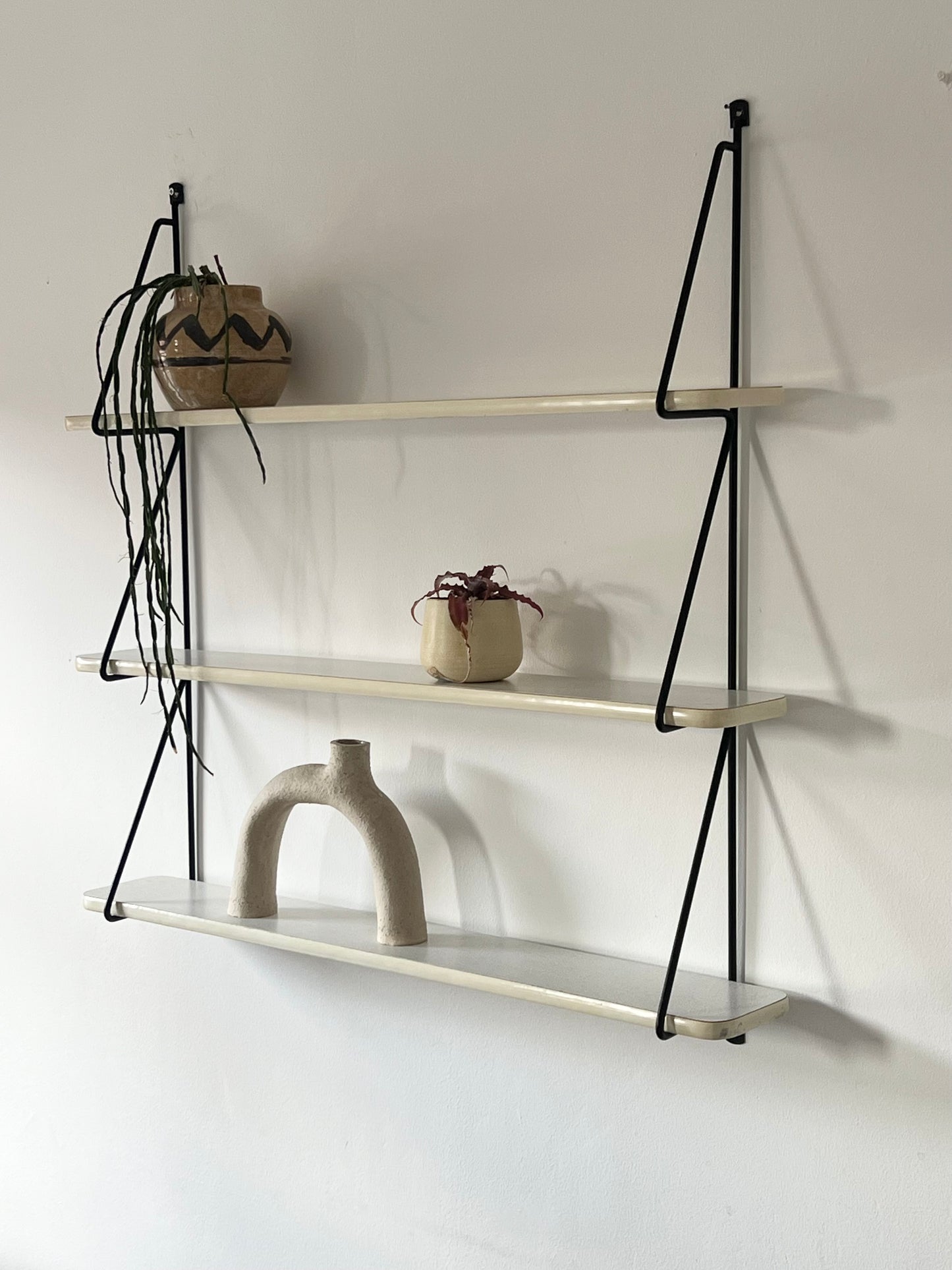 Vintage Mid Century Patterned String Shelving Unit