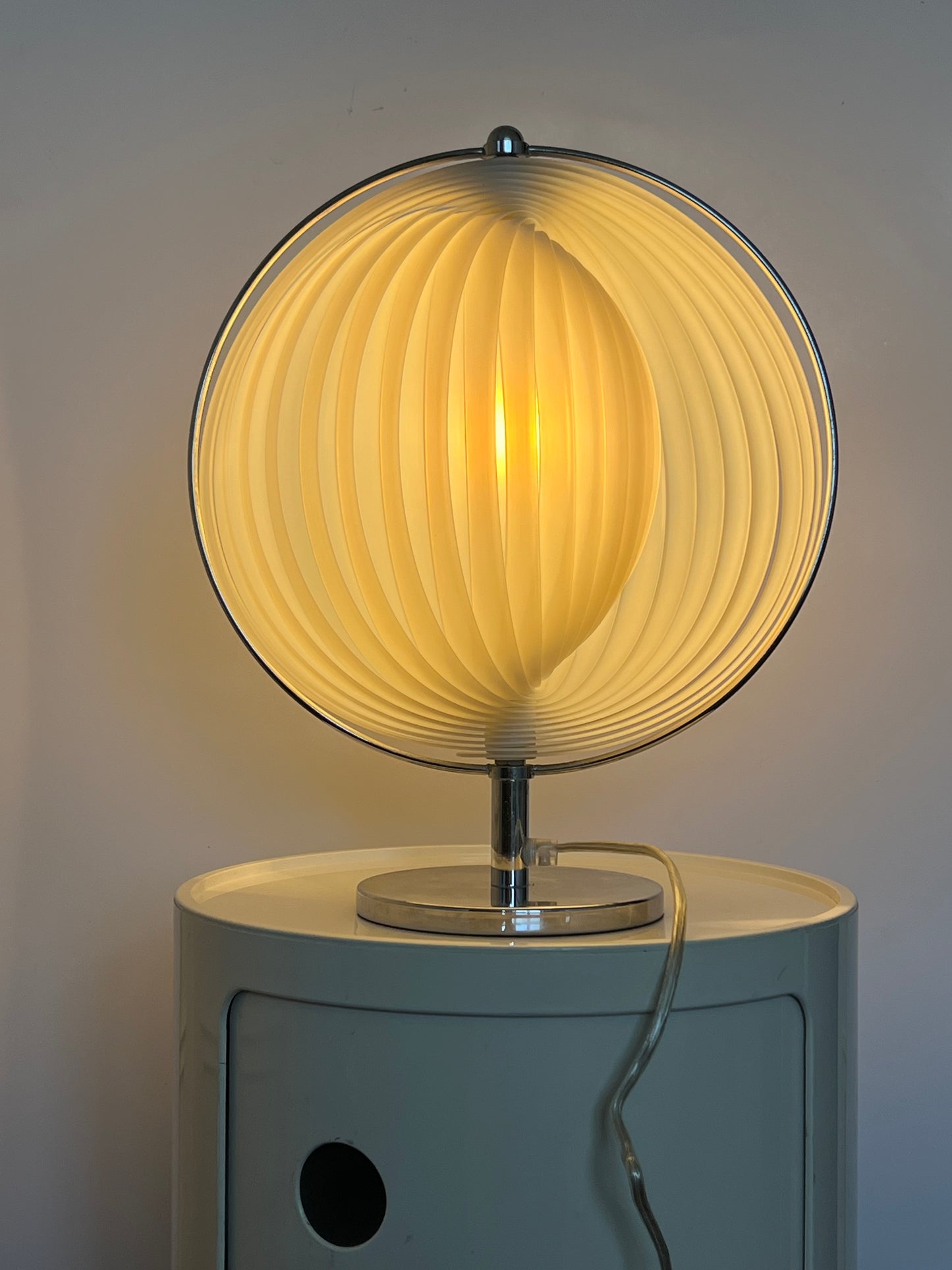 Mid Century White & Silver Moon lamp