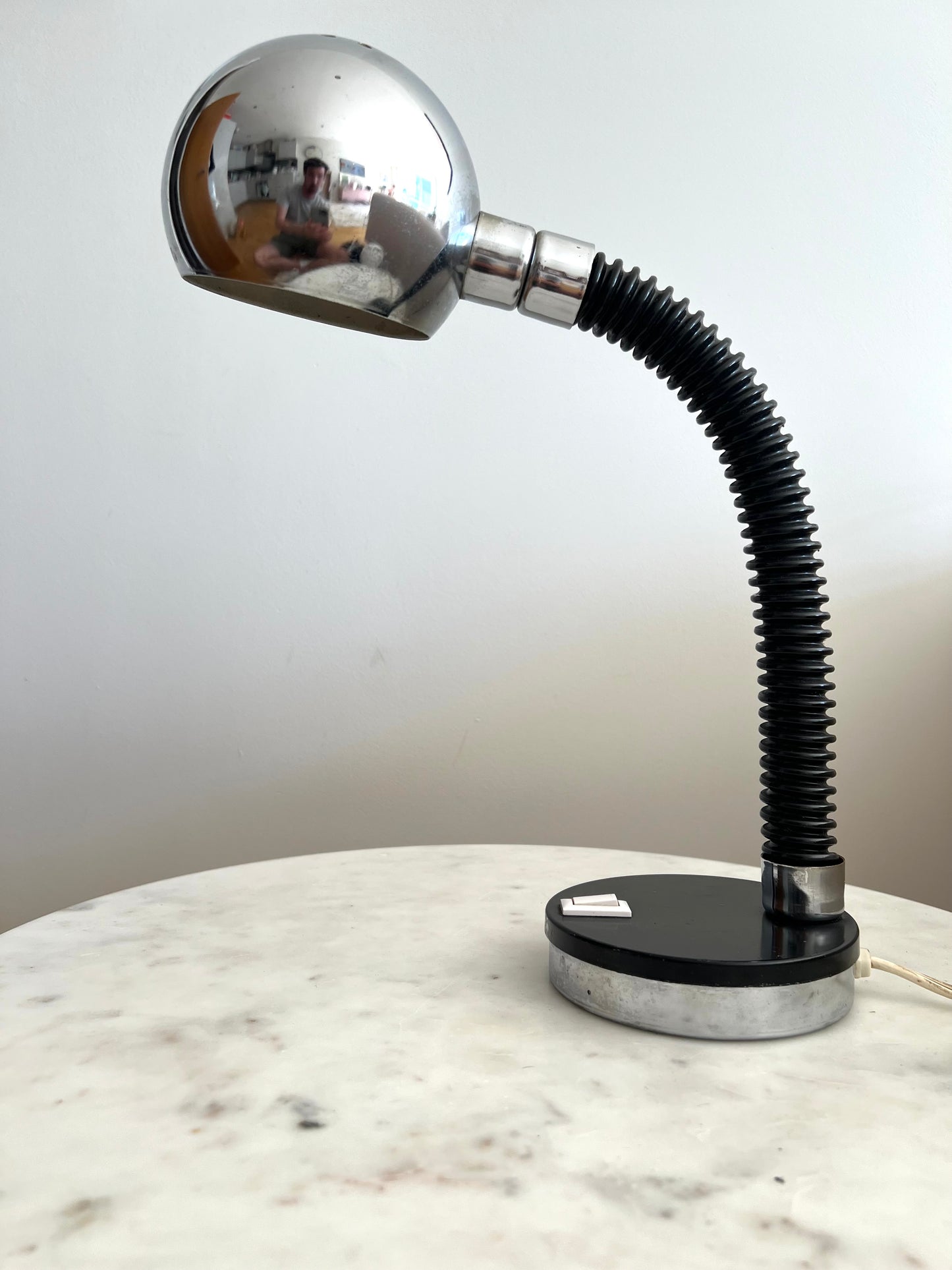 Vintage Mid Century Space Age Black & Chrome Desk Lamp