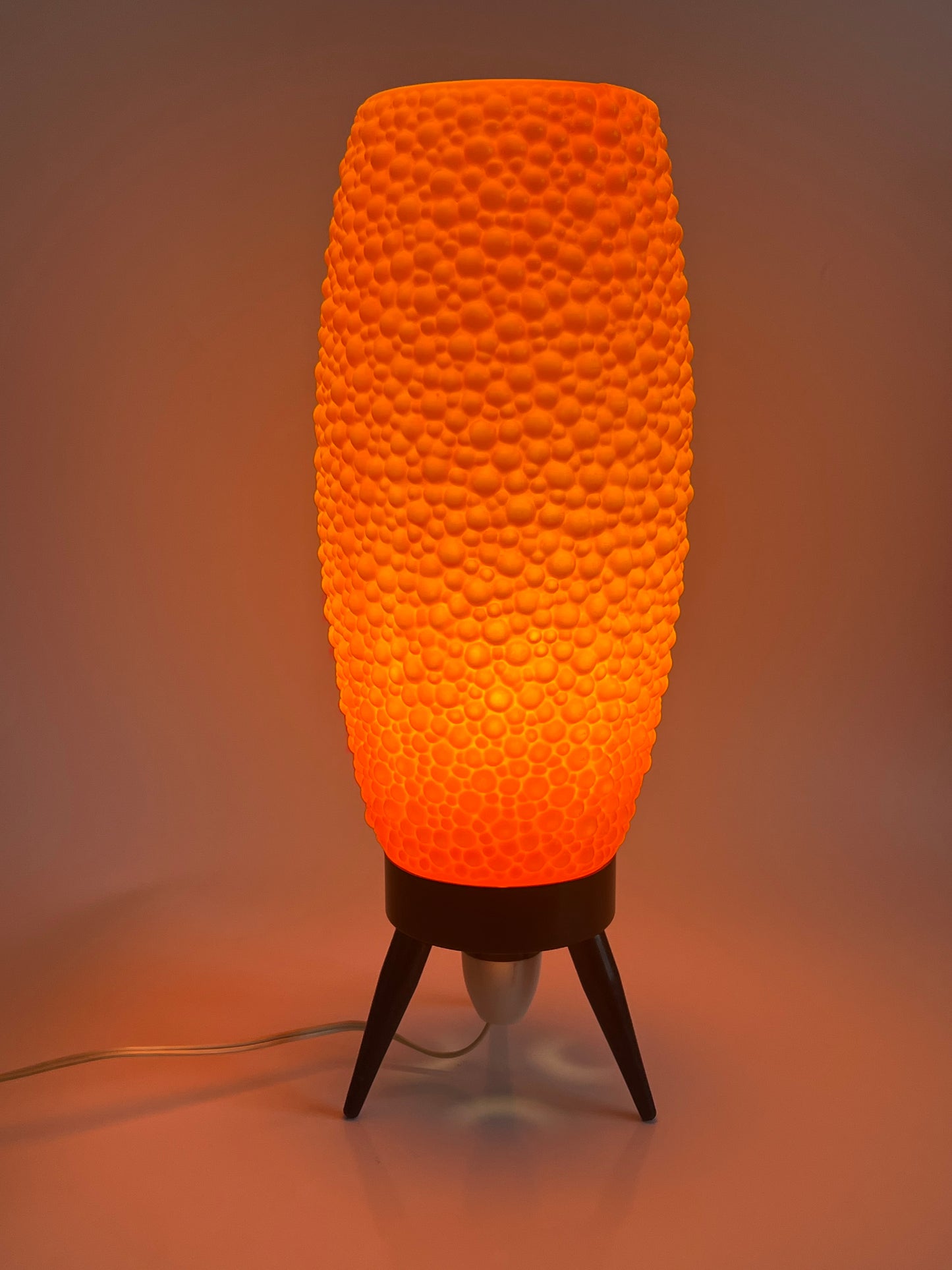 Mid Century Modern Orange Bubble Tripod Lamp