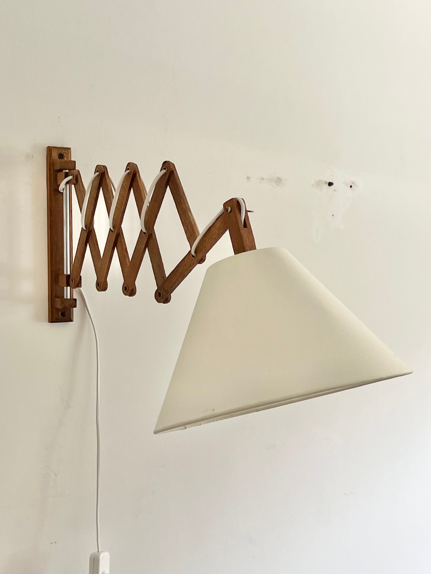 Mid Century Wooden Scissor Wall Lamp