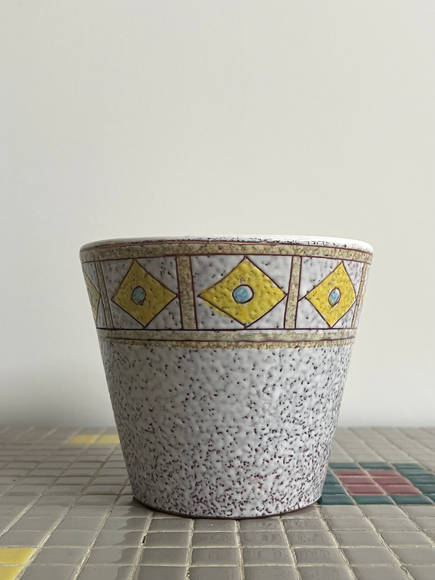 Mid Century Patterned Plant  Pot