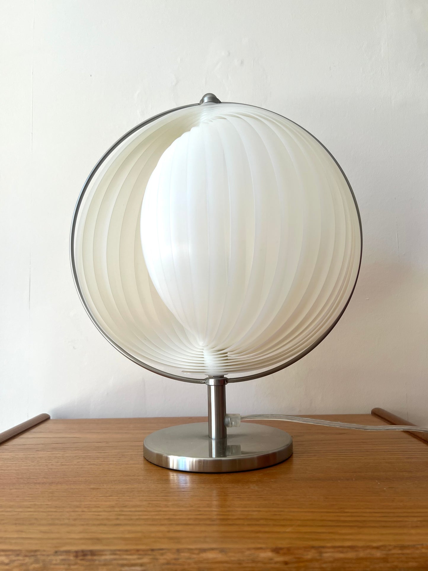 Mid Century White & Silver Moon lamp