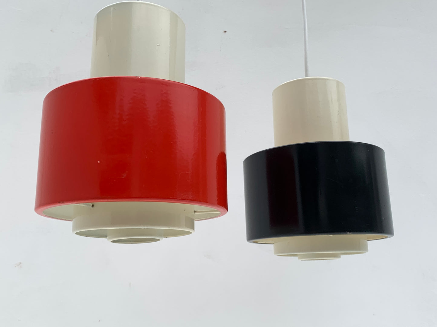 Mid Century Industrial Black & White Pendant Lamp