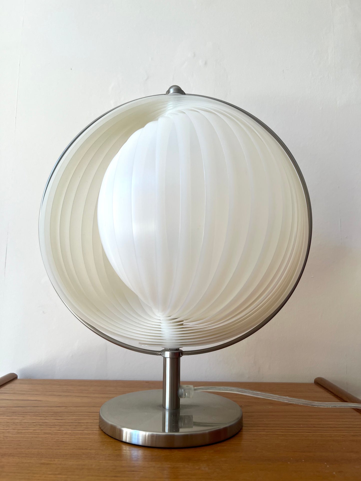 Mid Century White & Silver Moon lamp